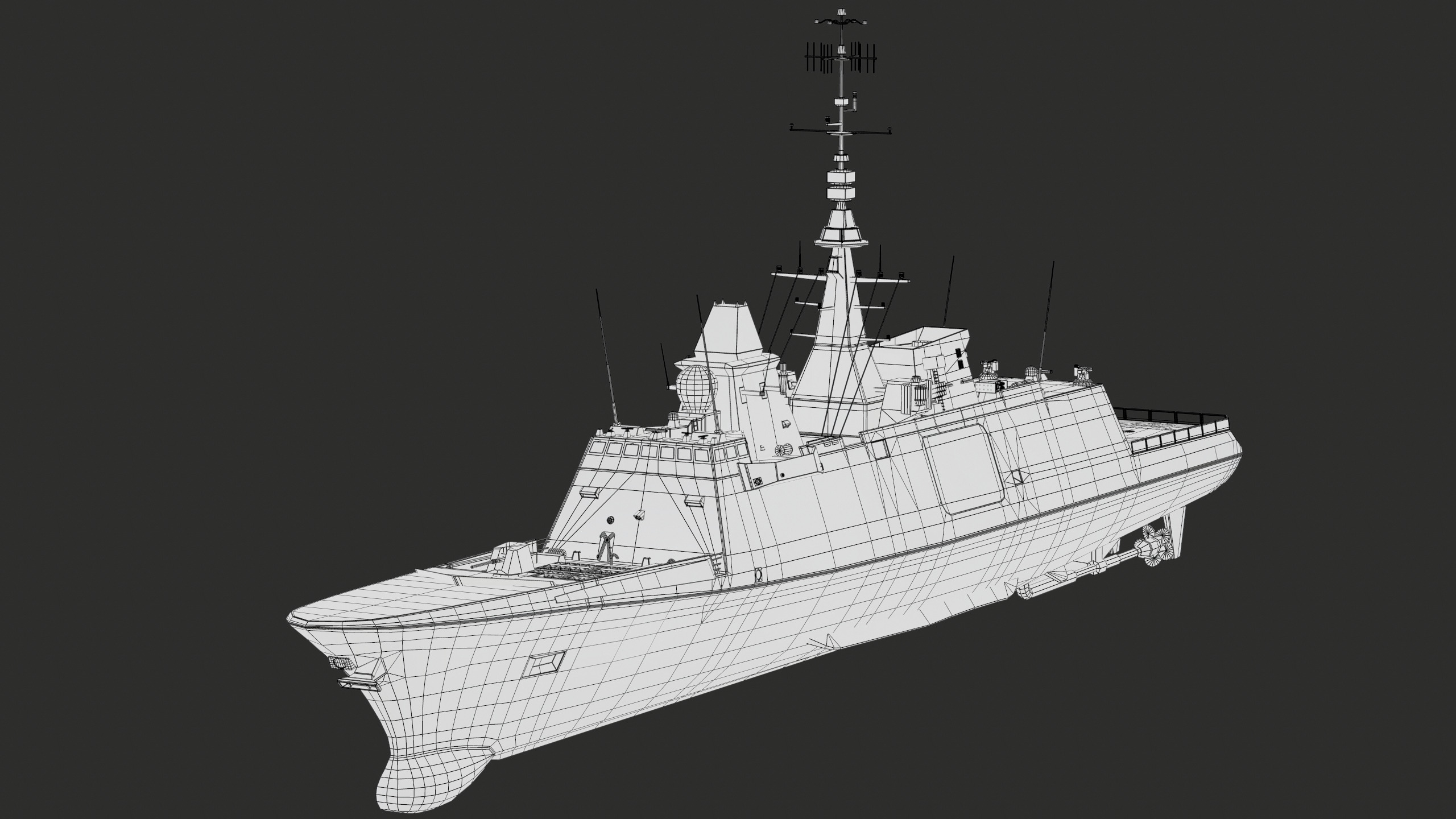 FREMM Aquitaine Class Frigate PBR Low-poly 3D model_49