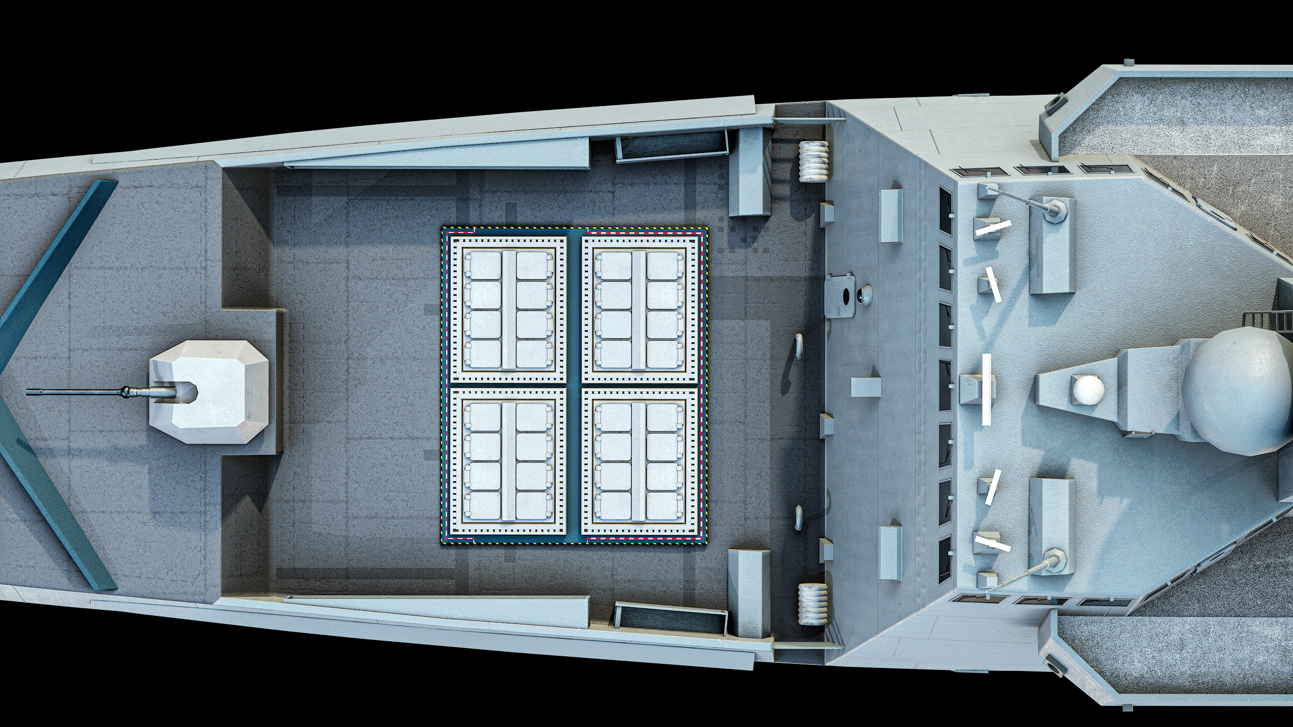 FREMM Aquitaine Class Frigate PBR Low-poly 3D model_43