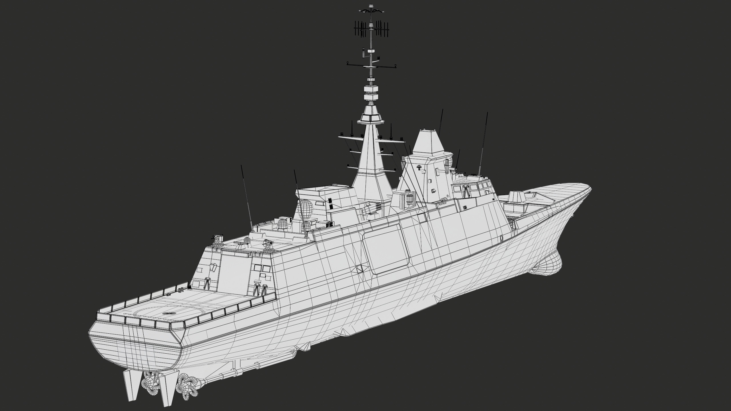 FREMM Aquitaine Class Frigate PBR Low-poly 3D model_56