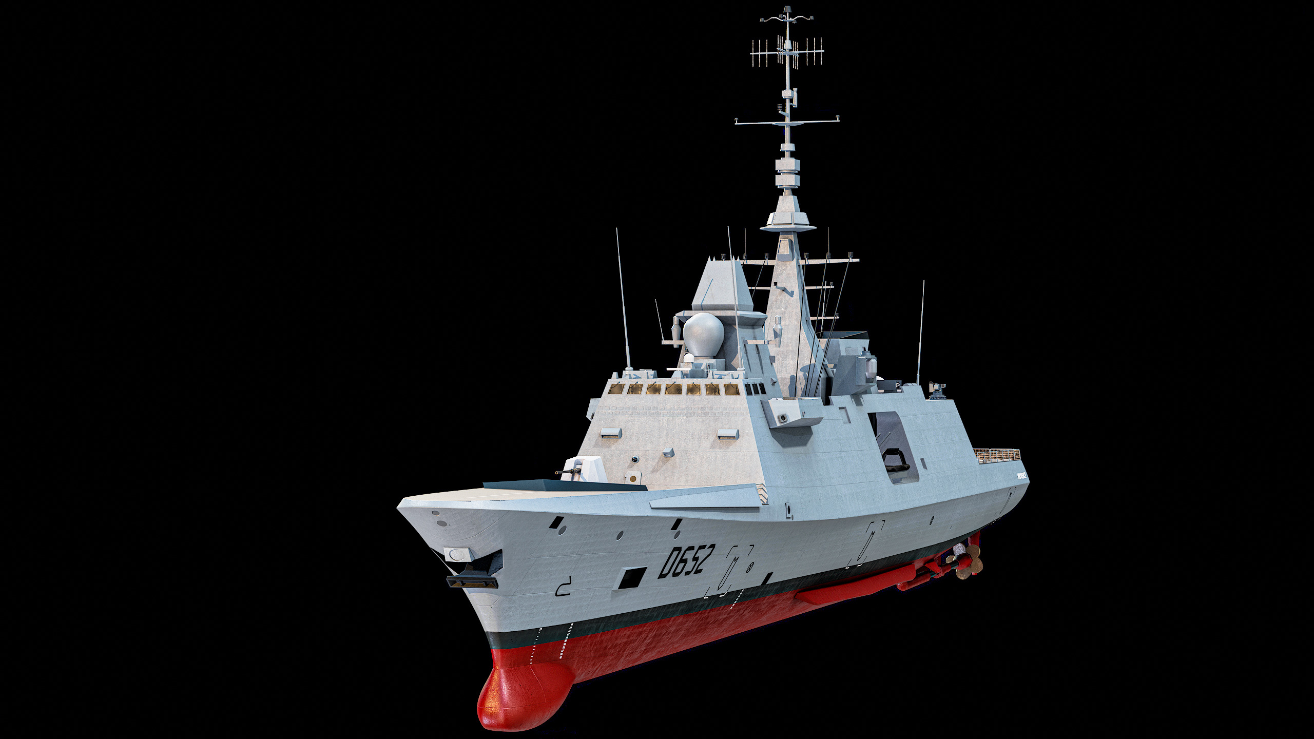 FREMM Aquitaine Class Frigate PBR Low-poly 3D model_9