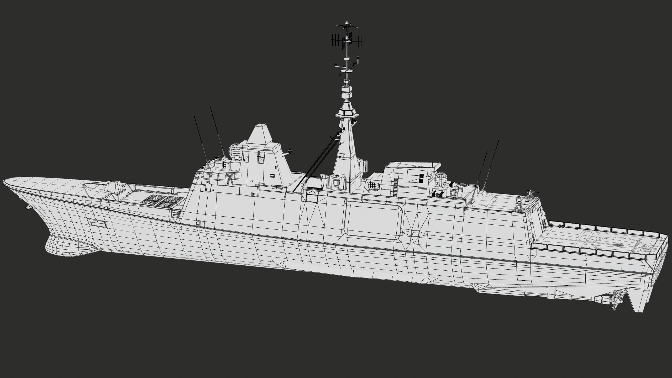 FREMM Aquitaine Class Frigate PBR Low-poly 3D model_61