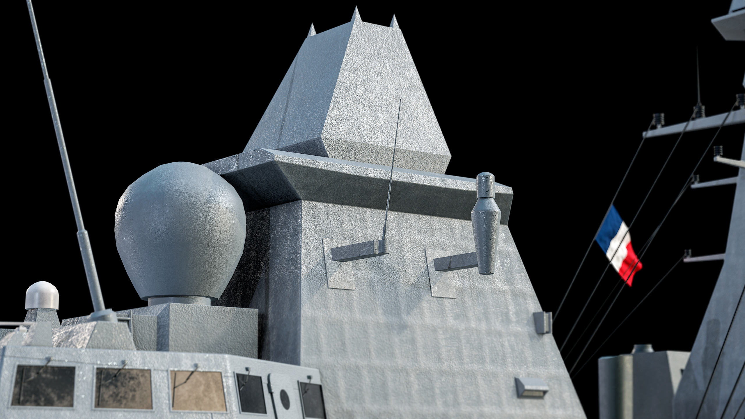 FREMM Aquitaine Class Frigate PBR Low-poly 3D model_27