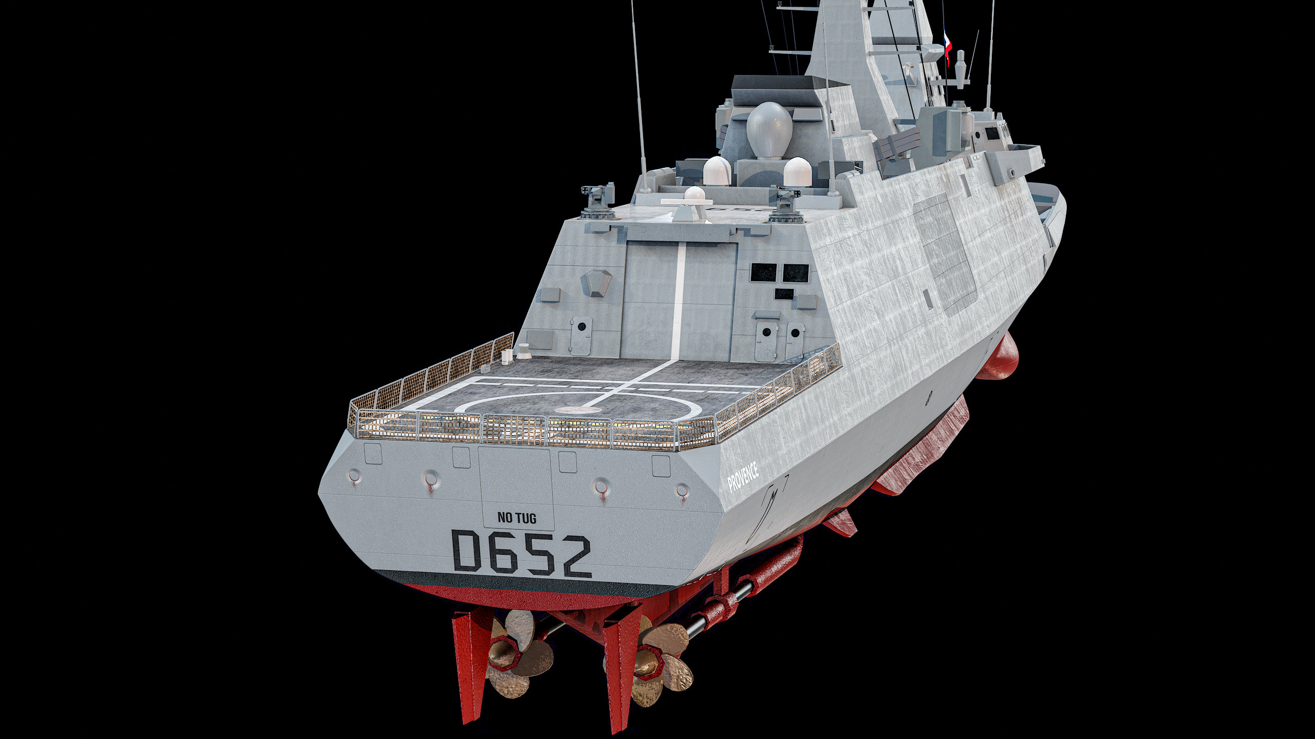 FREMM Aquitaine Class Frigate PBR Low-poly 3D model_15