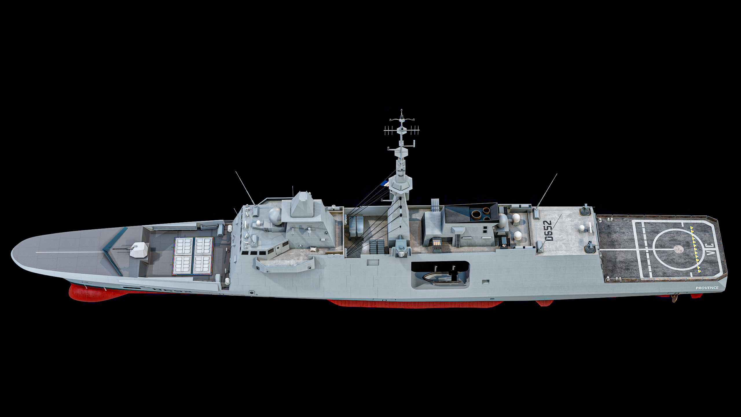 FREMM Aquitaine Class Frigate PBR Low-poly 3D model_19