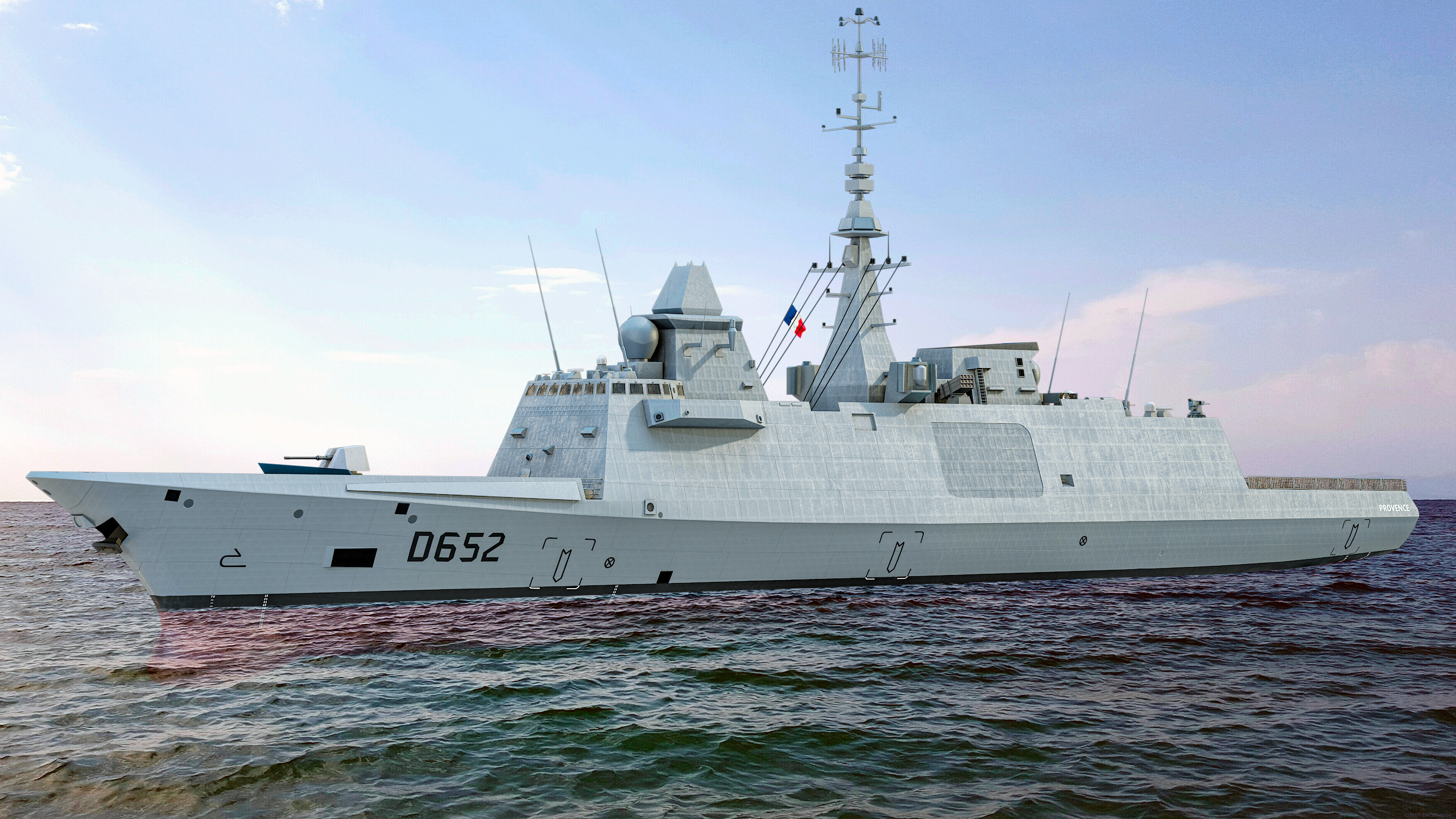 FREMM Aquitaine Class Frigate PBR Low-poly 3D model_1