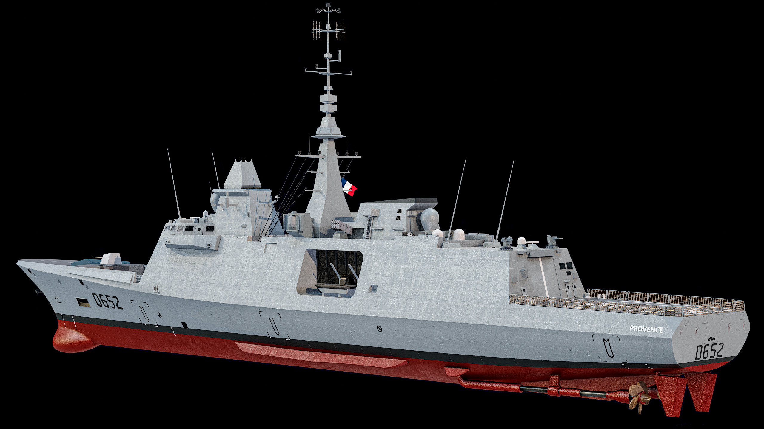 FREMM Aquitaine Class Frigate PBR Low-poly 3D model_17