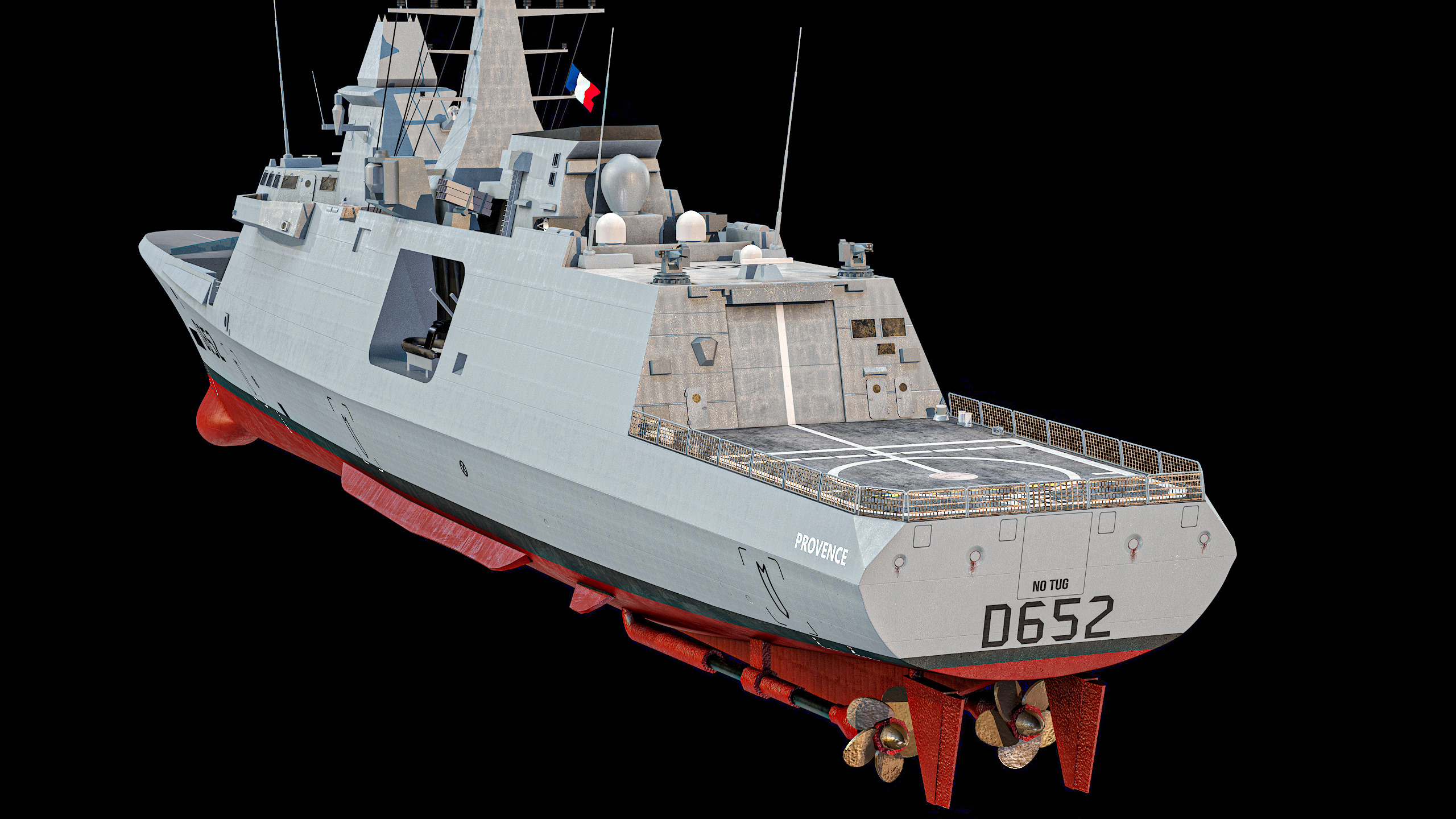 FREMM Aquitaine Class Frigate PBR Low-poly 3D model_16