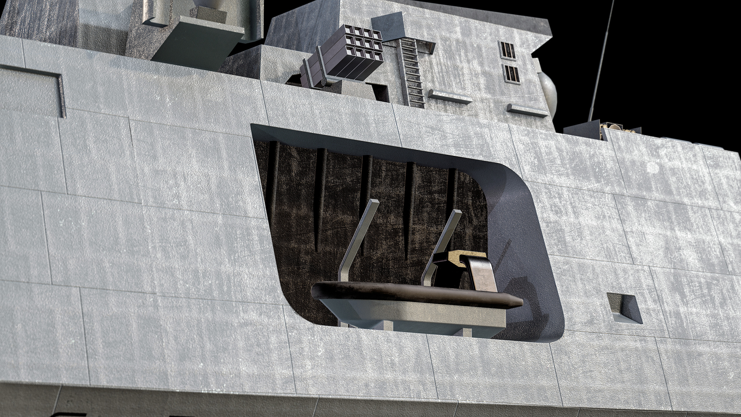 FREMM Aquitaine Class Frigate PBR Low-poly 3D model_28