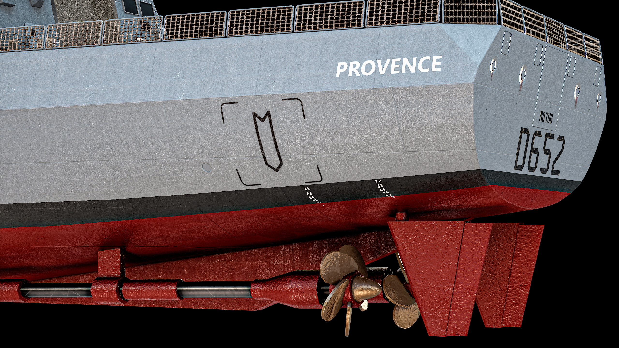 FREMM Aquitaine Class Frigate PBR Low-poly 3D model_42