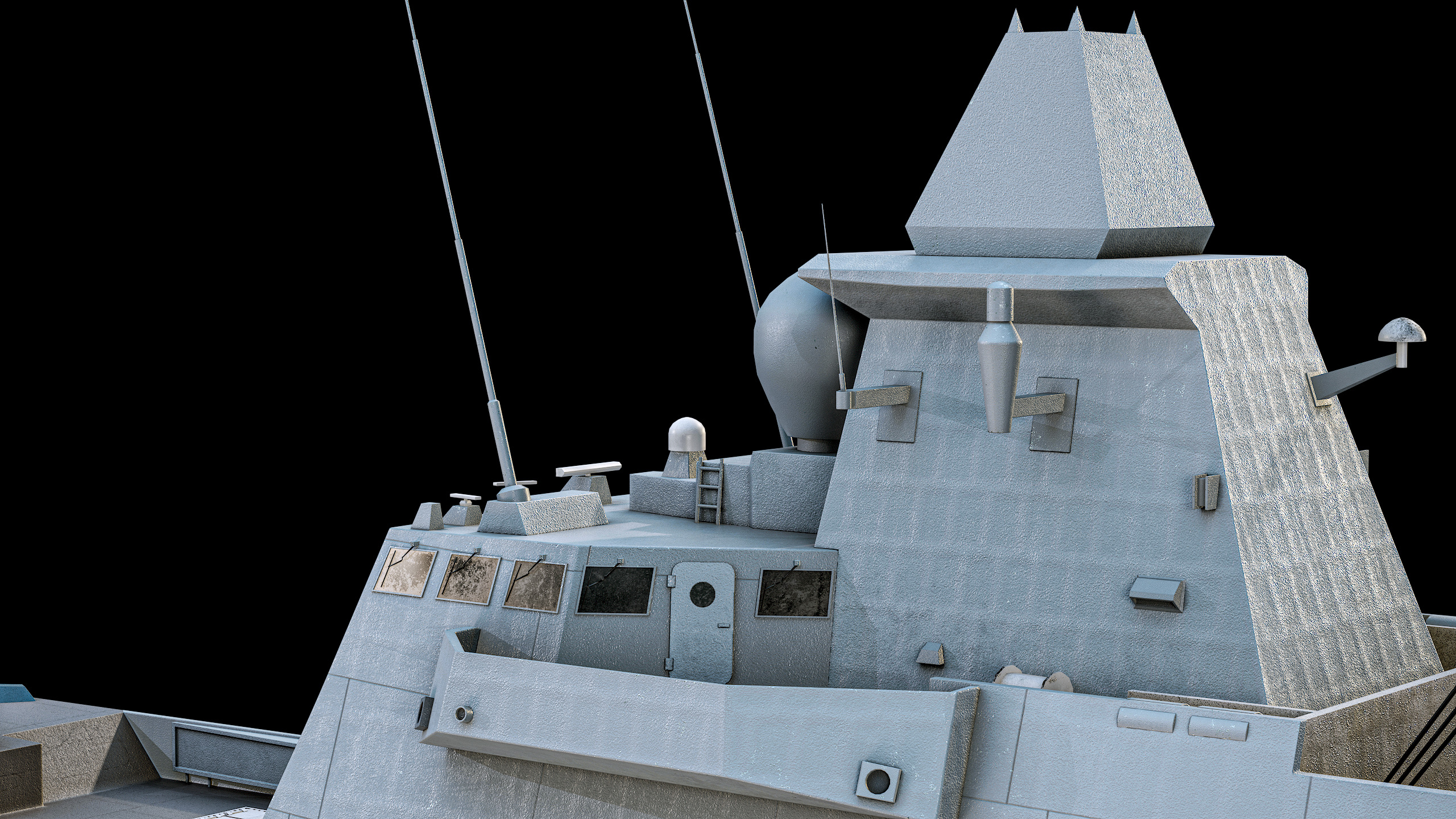FREMM Aquitaine Class Frigate PBR Low-poly 3D model_45