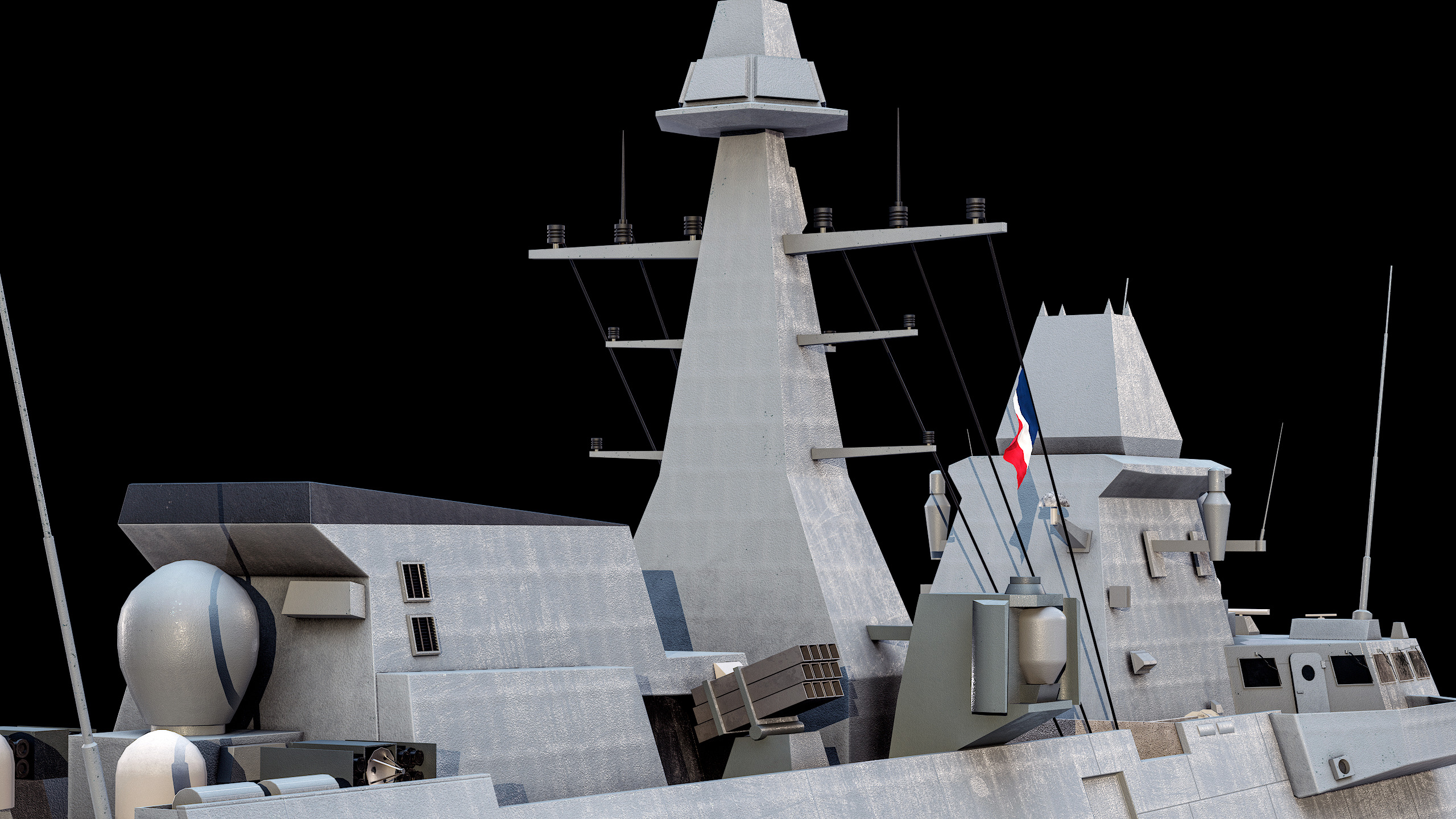 FREMM Aquitaine Class Frigate PBR Low-poly 3D model_35