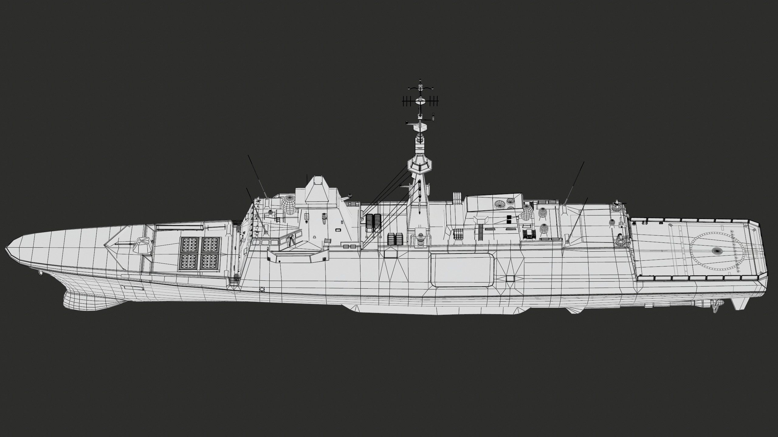 FREMM Aquitaine Class Frigate PBR Low-poly 3D model_63