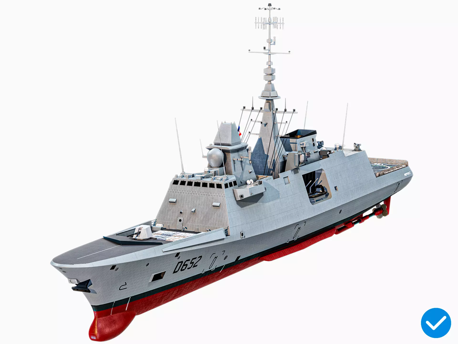 FREMM Aquitaine Class Frigate PBR Low-poly 3D model_0