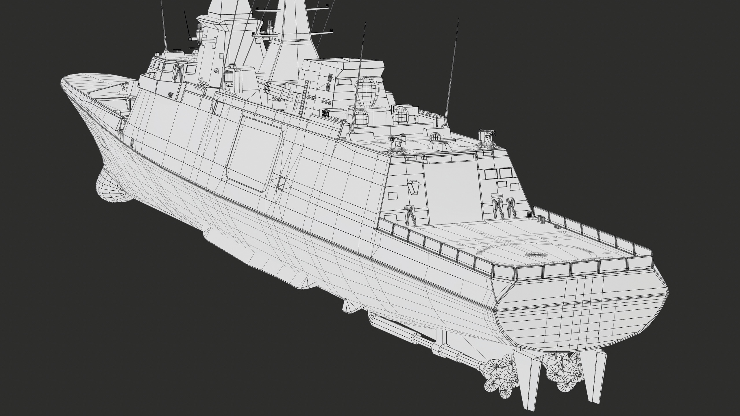 FREMM Aquitaine Class Frigate PBR Low-poly 3D model_59