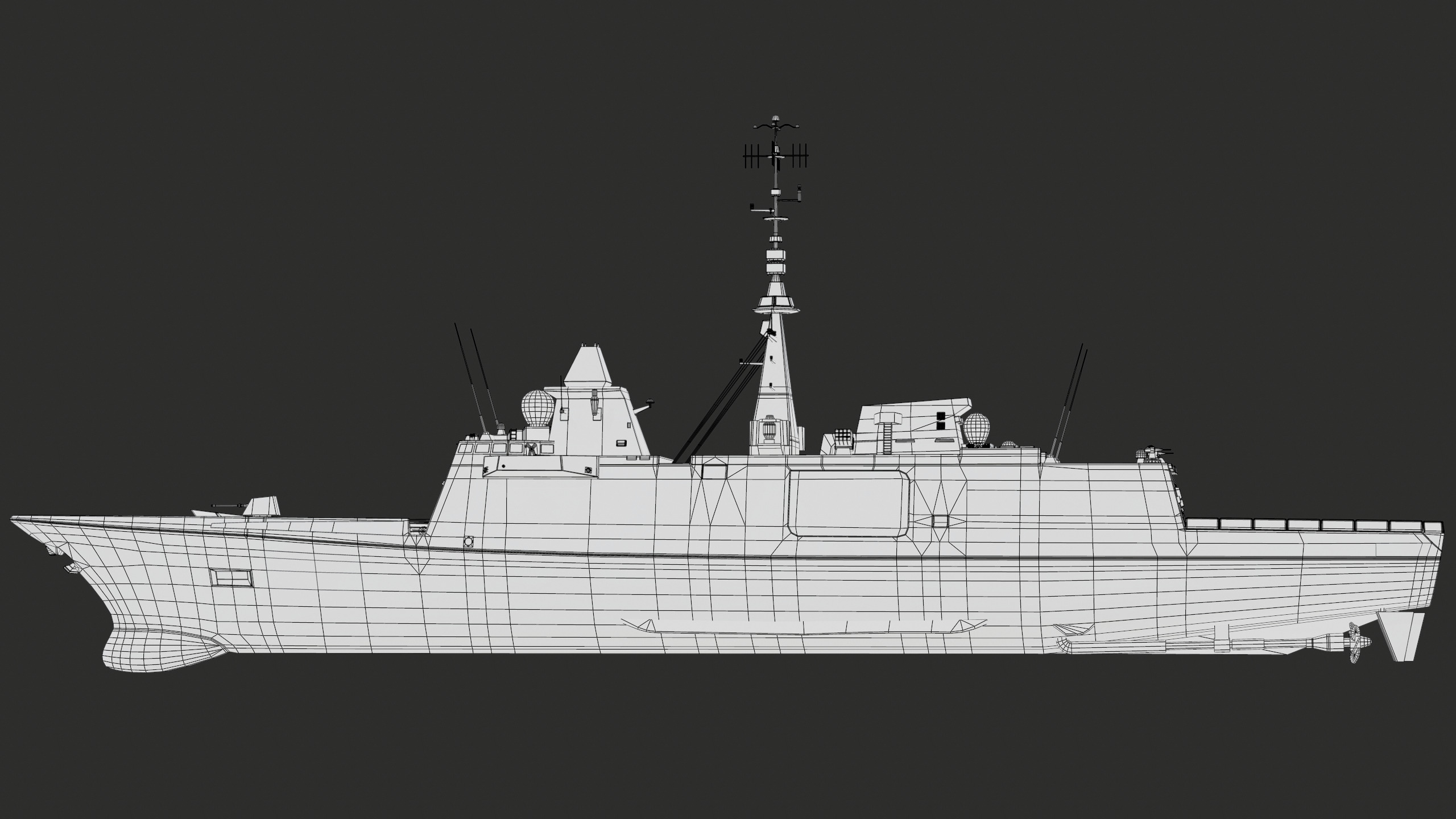 FREMM Aquitaine Class Frigate PBR Low-poly 3D model_62