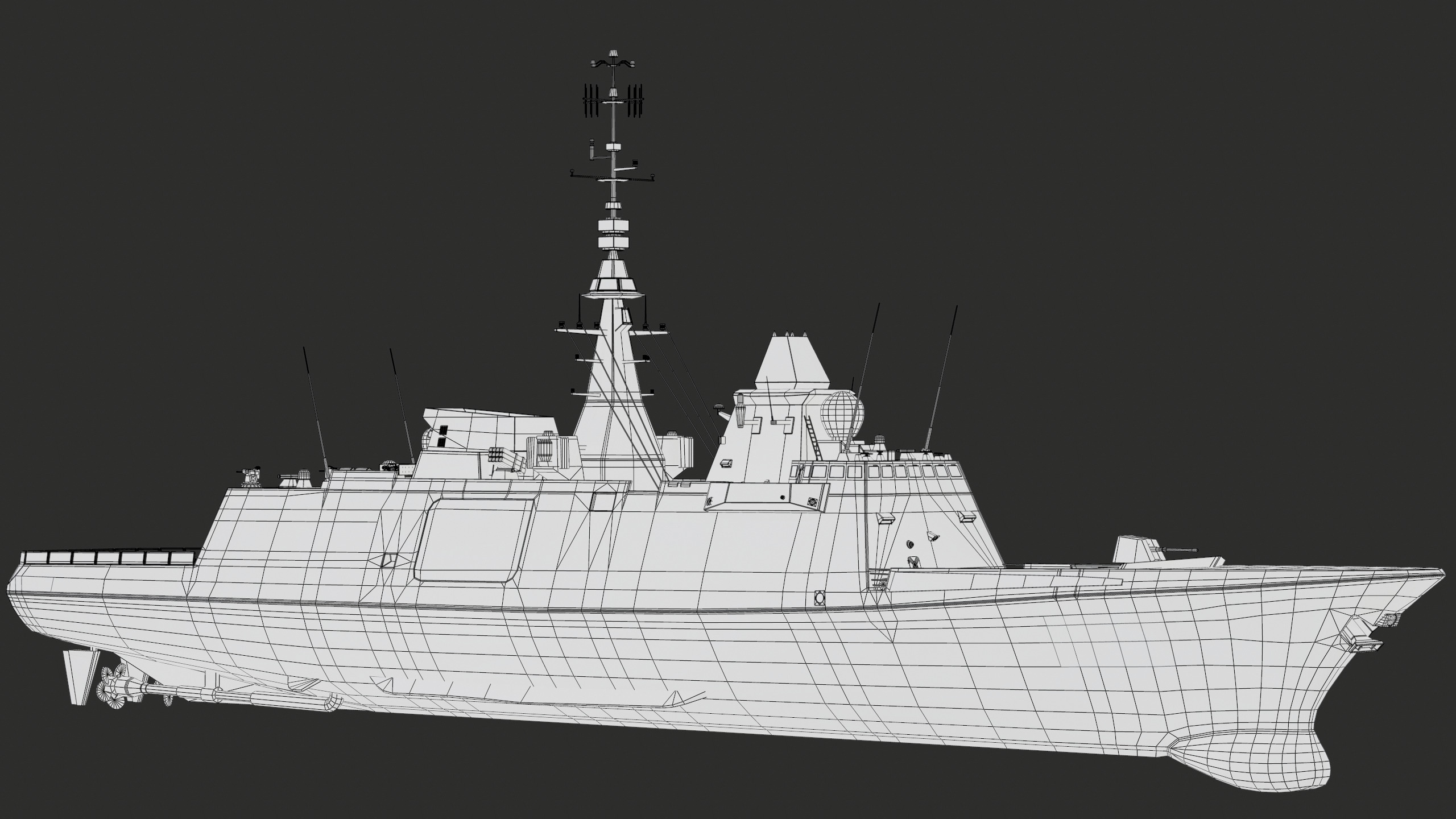 FREMM Aquitaine Class Frigate PBR Low-poly 3D model_52