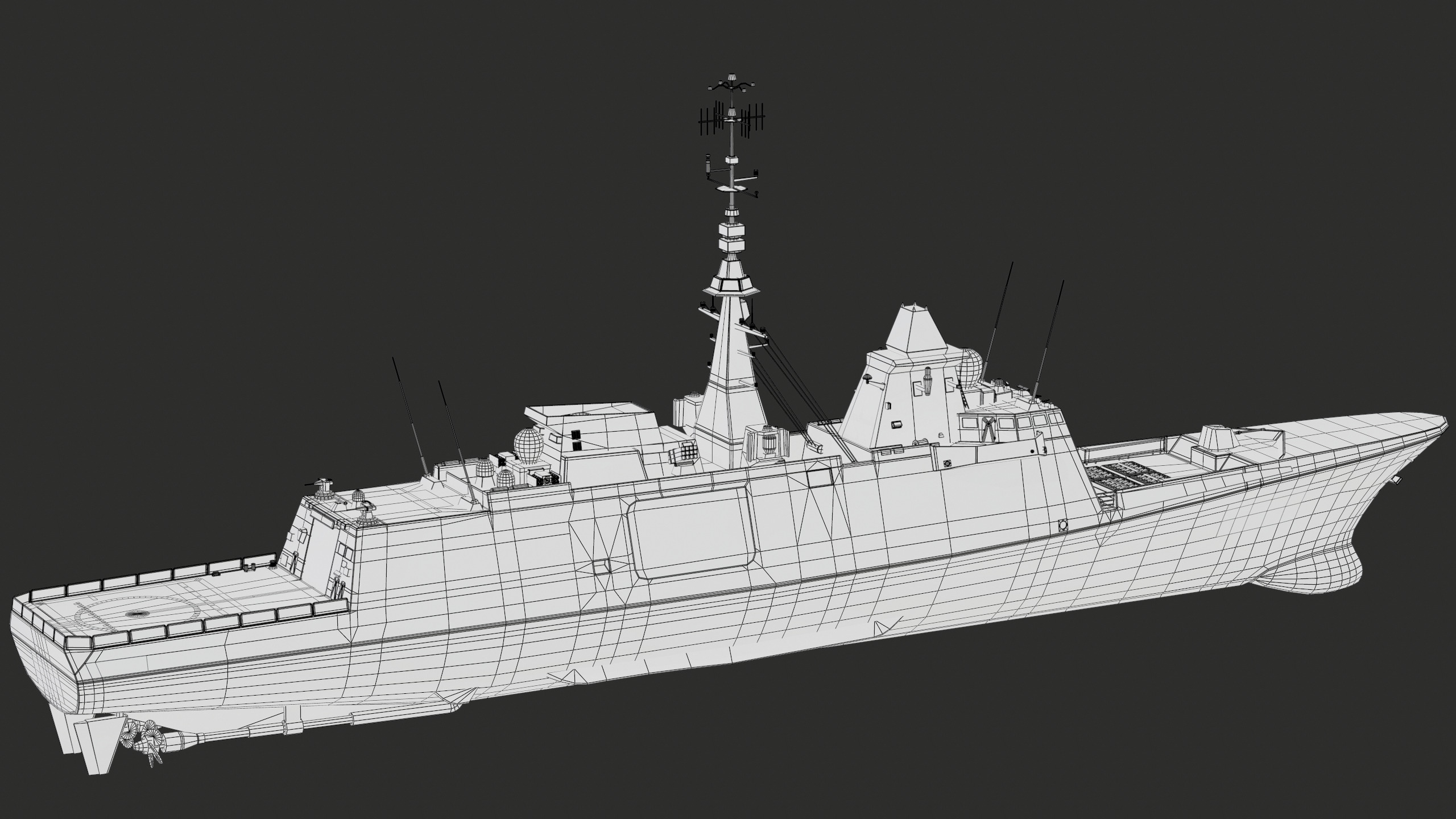 FREMM Aquitaine Class Frigate PBR Low-poly 3D model_55