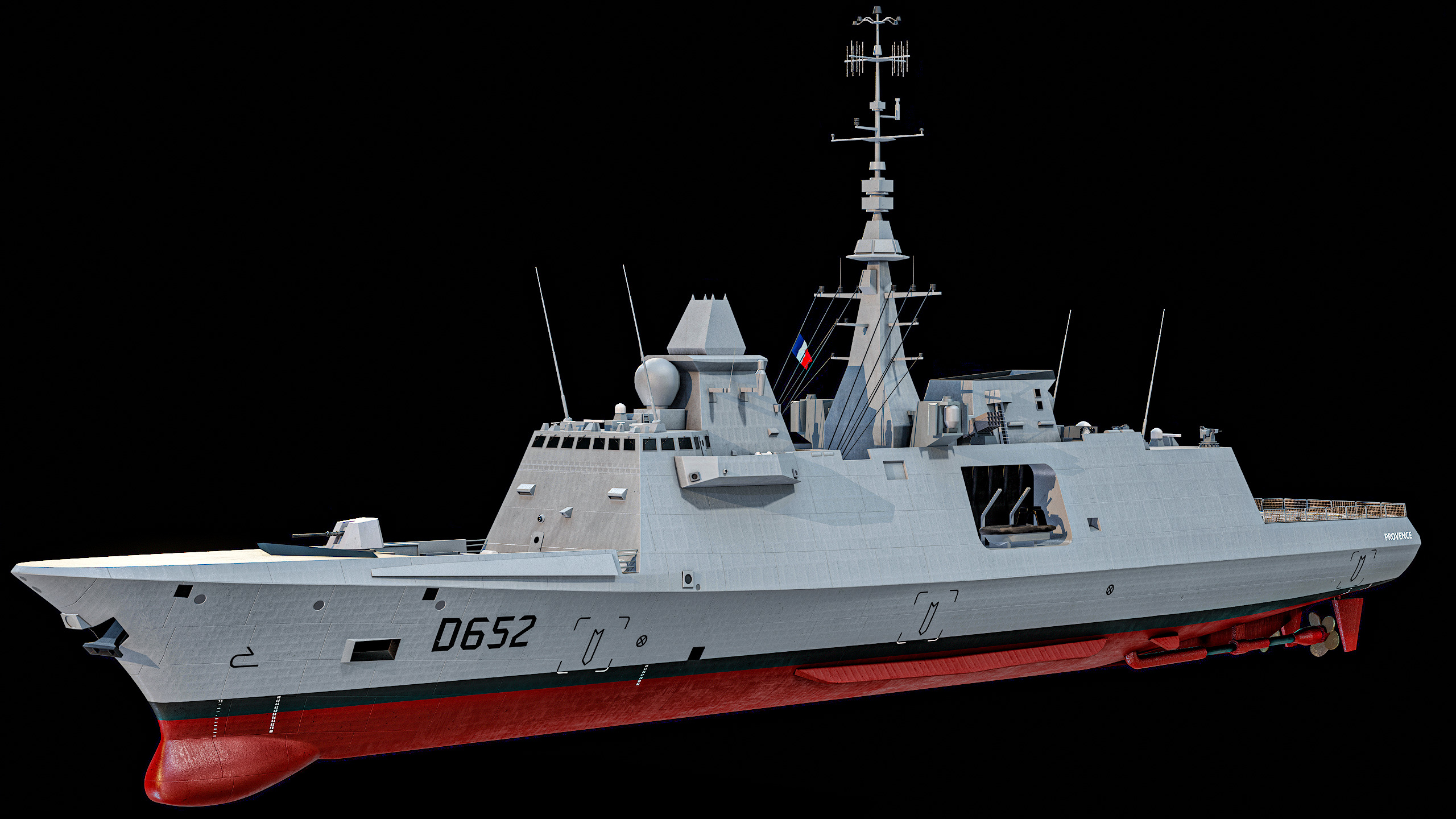 FREMM Aquitaine Class Frigate PBR Low-poly 3D model_8