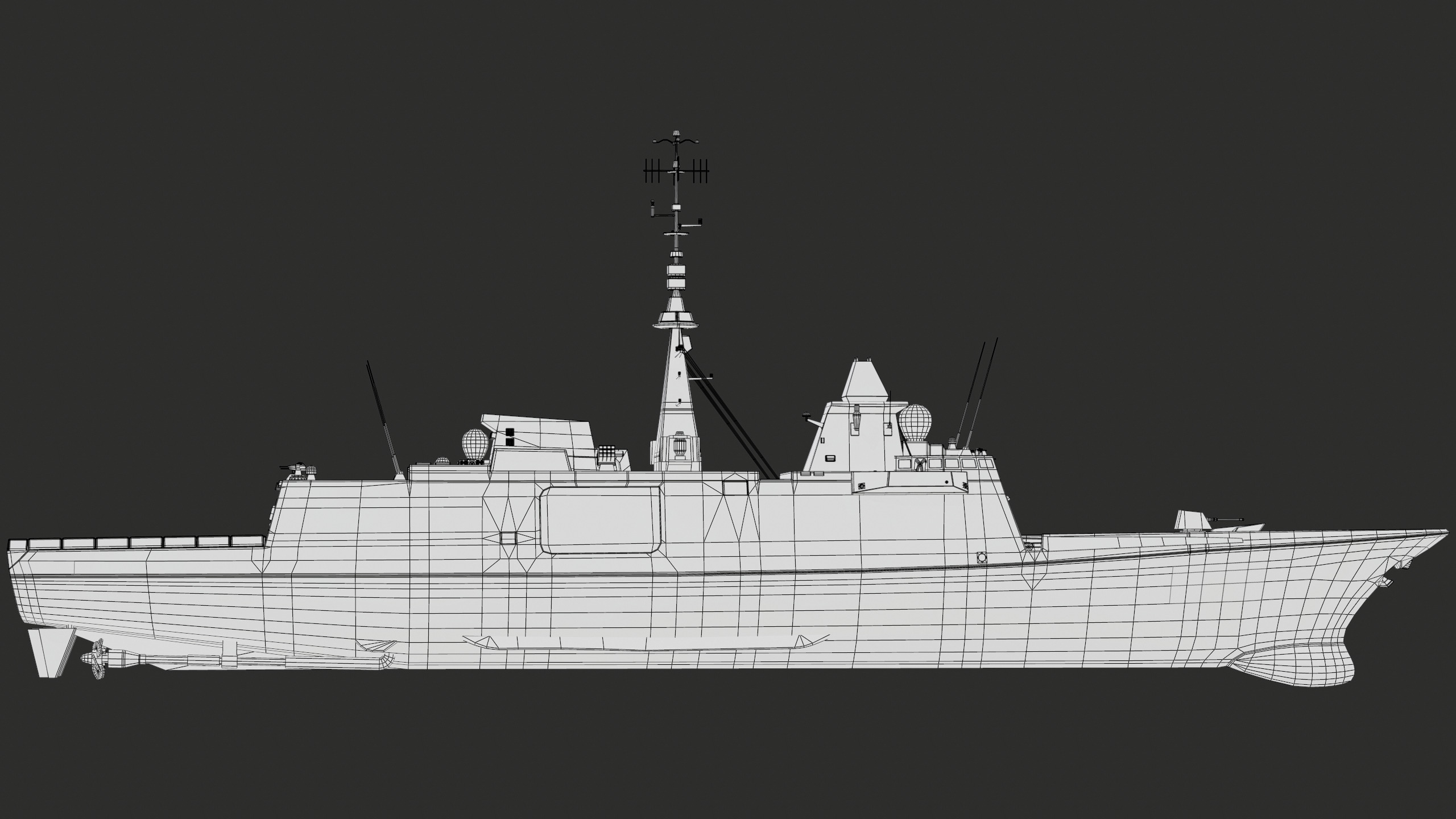 FREMM Aquitaine Class Frigate PBR Low-poly 3D model_54
