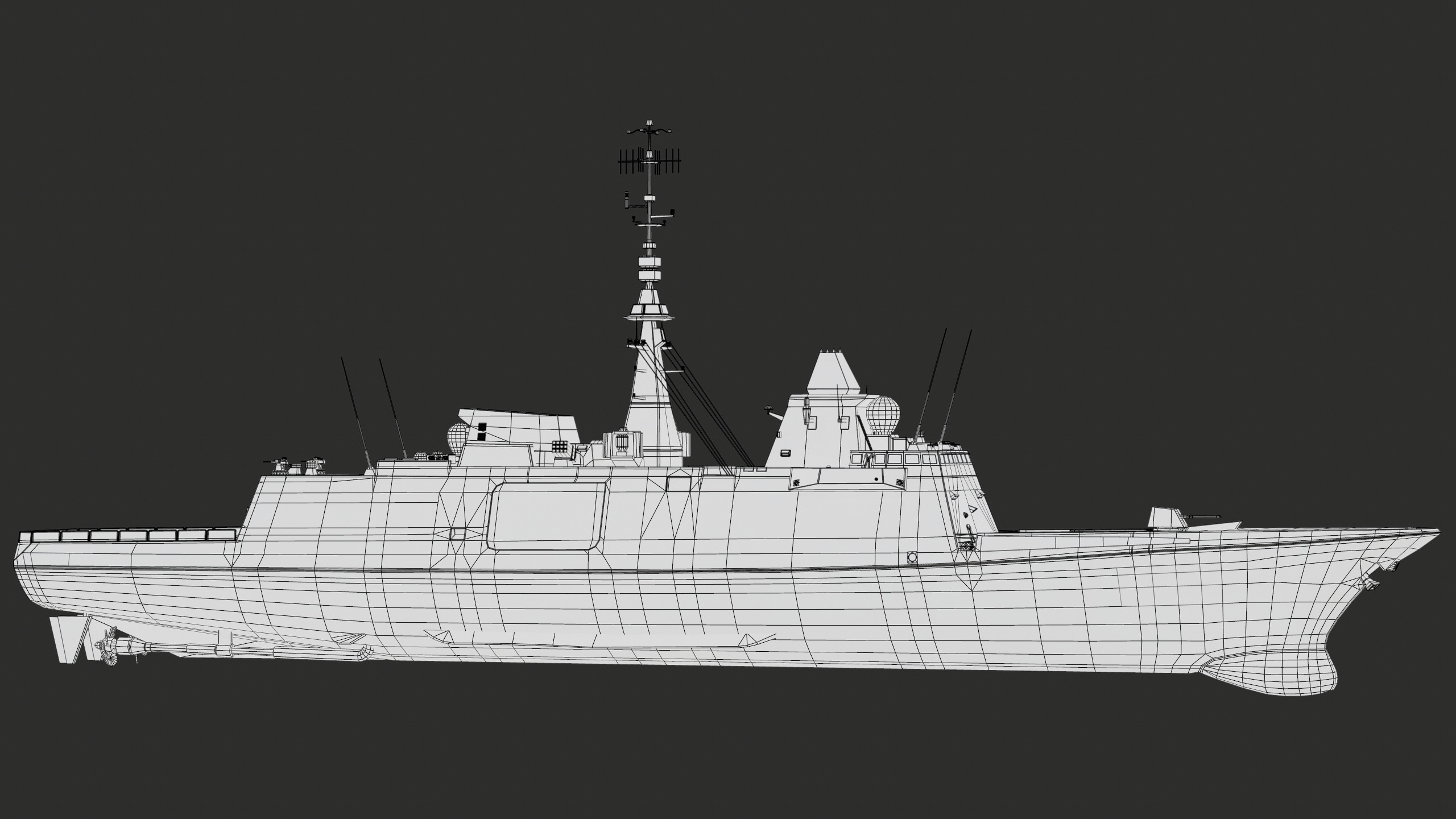 FREMM Aquitaine Class Frigate PBR Low-poly 3D model_53
