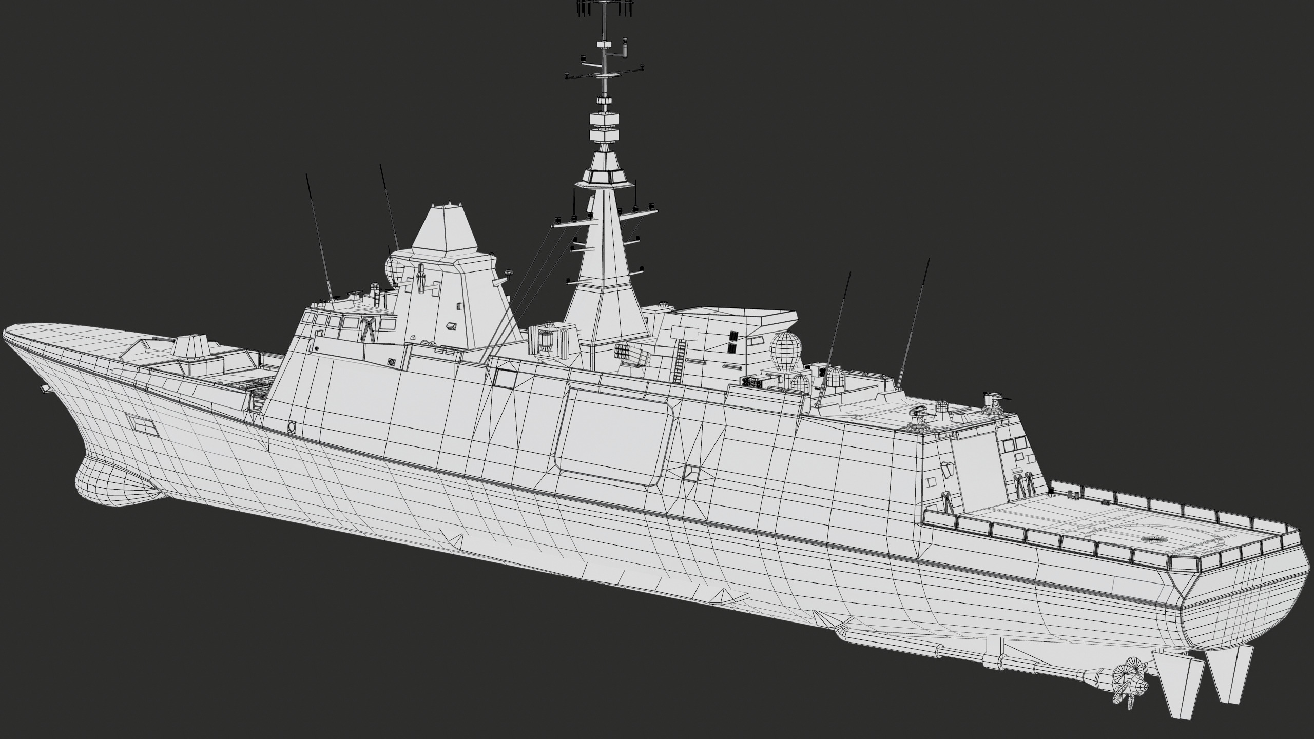 FREMM Aquitaine Class Frigate PBR Low-poly 3D model_60