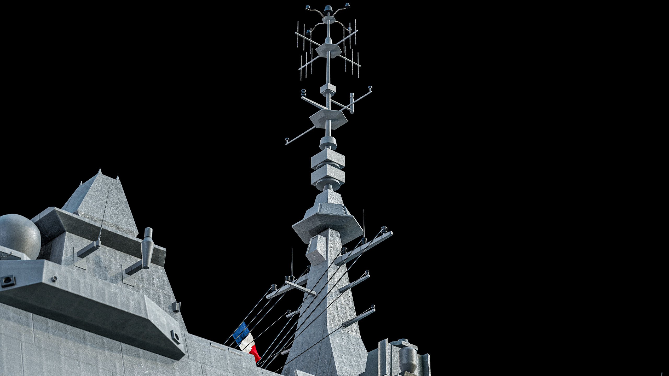 FREMM Aquitaine Class Frigate PBR Low-poly 3D model_30