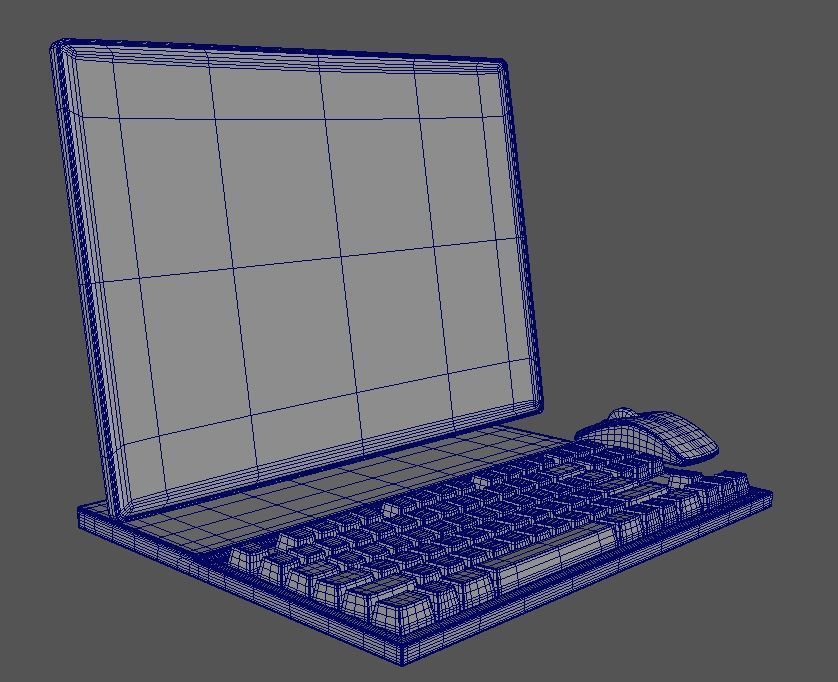 Desktop Computer All-in-one Low-poly 3D model_1