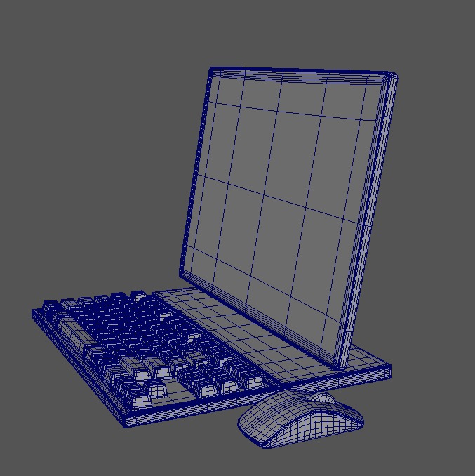 Desktop Computer All-in-one Low-poly 3D model_2