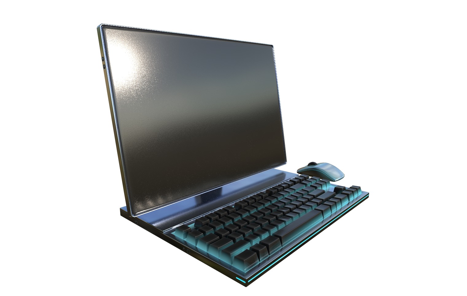Desktop Computer All-in-one Low-poly 3D model_4