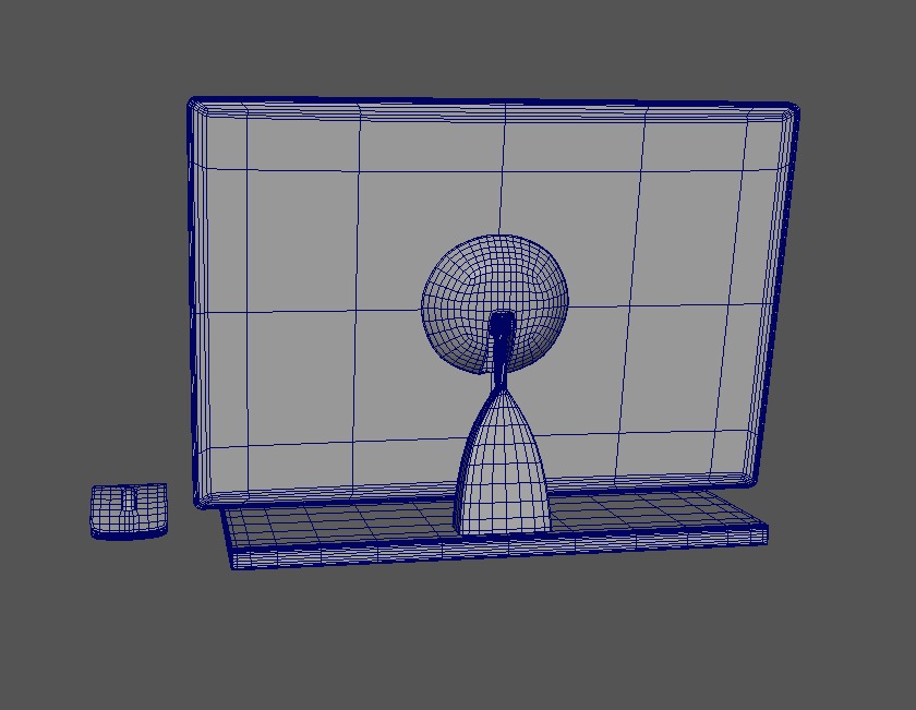 Desktop Computer All-in-one Low-poly 3D model_3