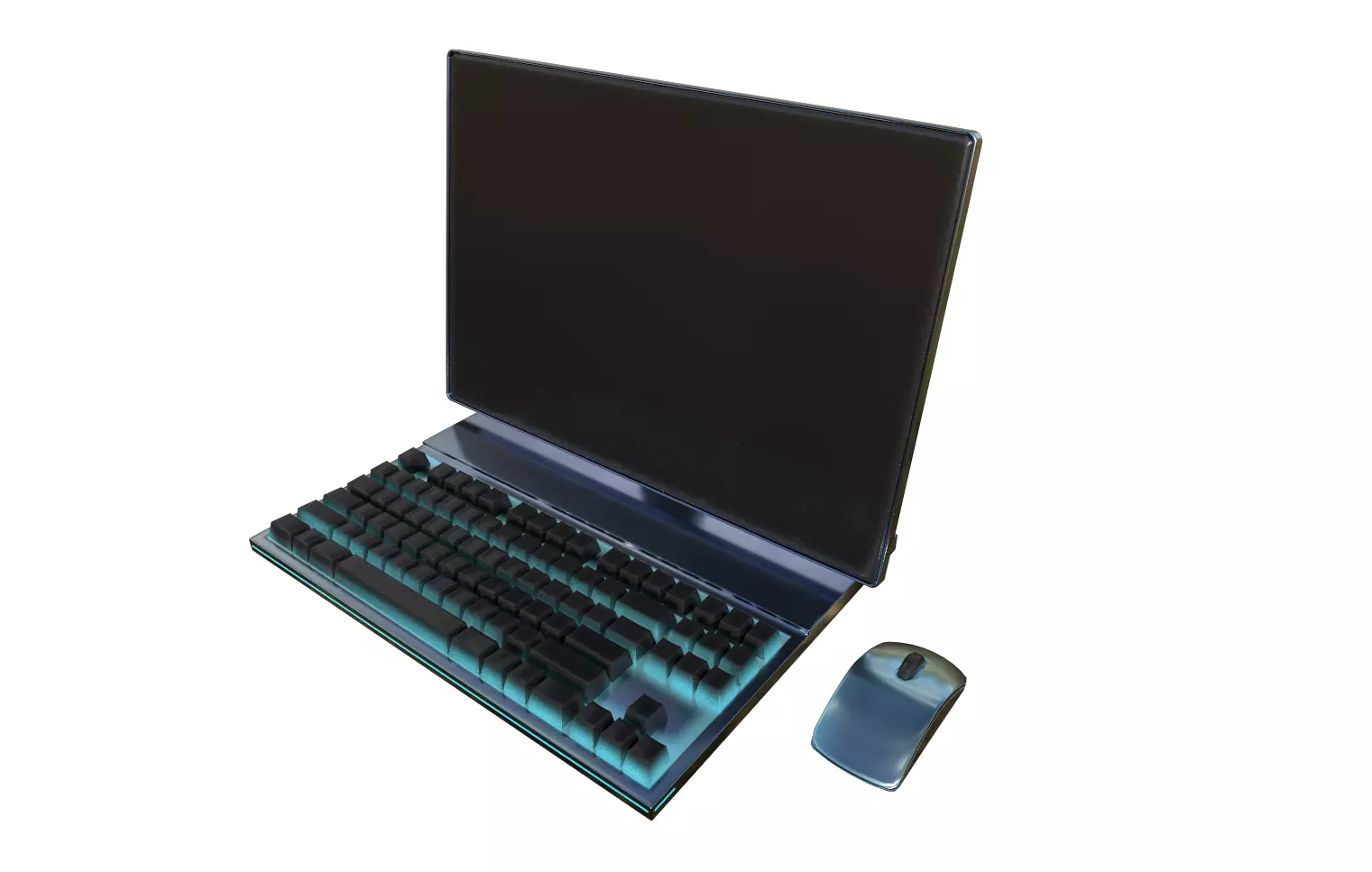 Desktop Computer All-in-one Low-poly 3D model_0