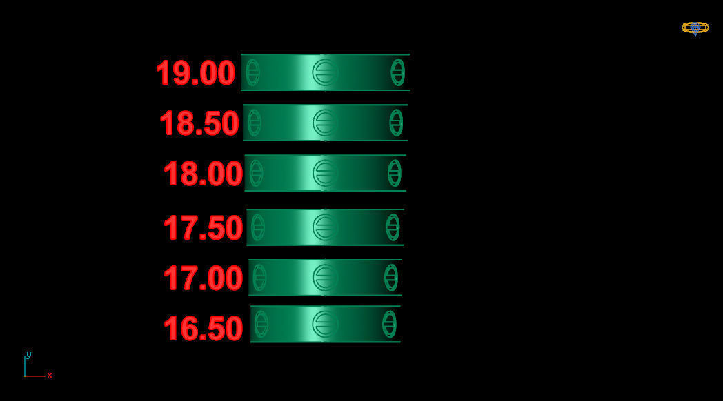 Cart 6 sizes fusion rings  3D print model_3