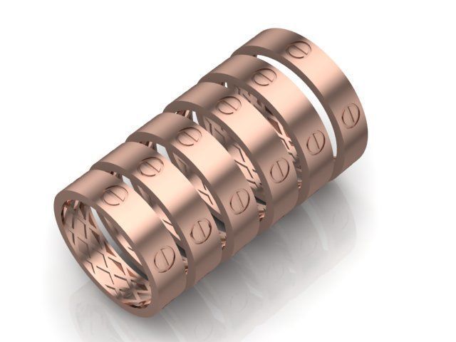 Cart 6 sizes fusion rings  3D print model_2