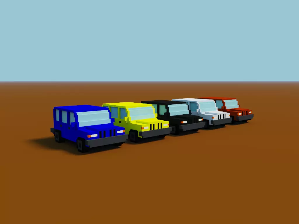 Voxel Jeep Low-poly 3D model_0