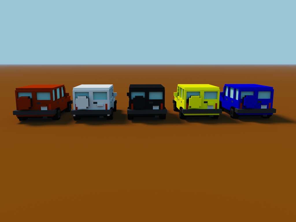 Voxel Jeep Low-poly 3D model_1