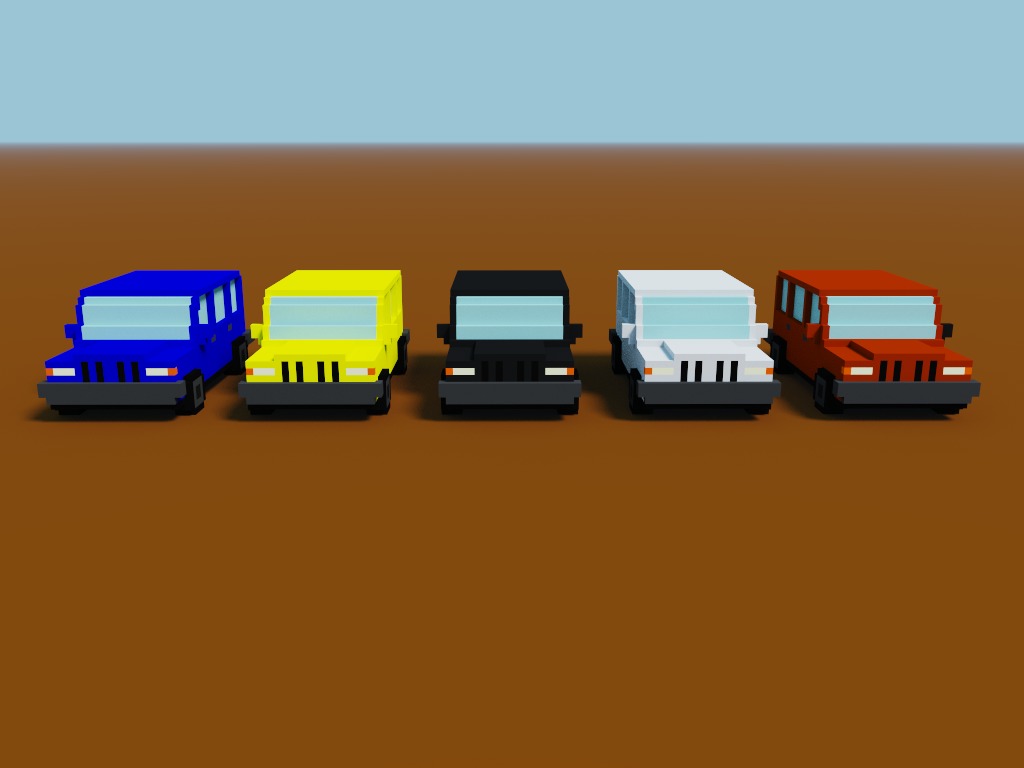 Voxel Jeep Low-poly 3D model_2
