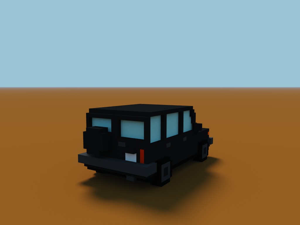 Voxel Jeep Low-poly 3D model_5