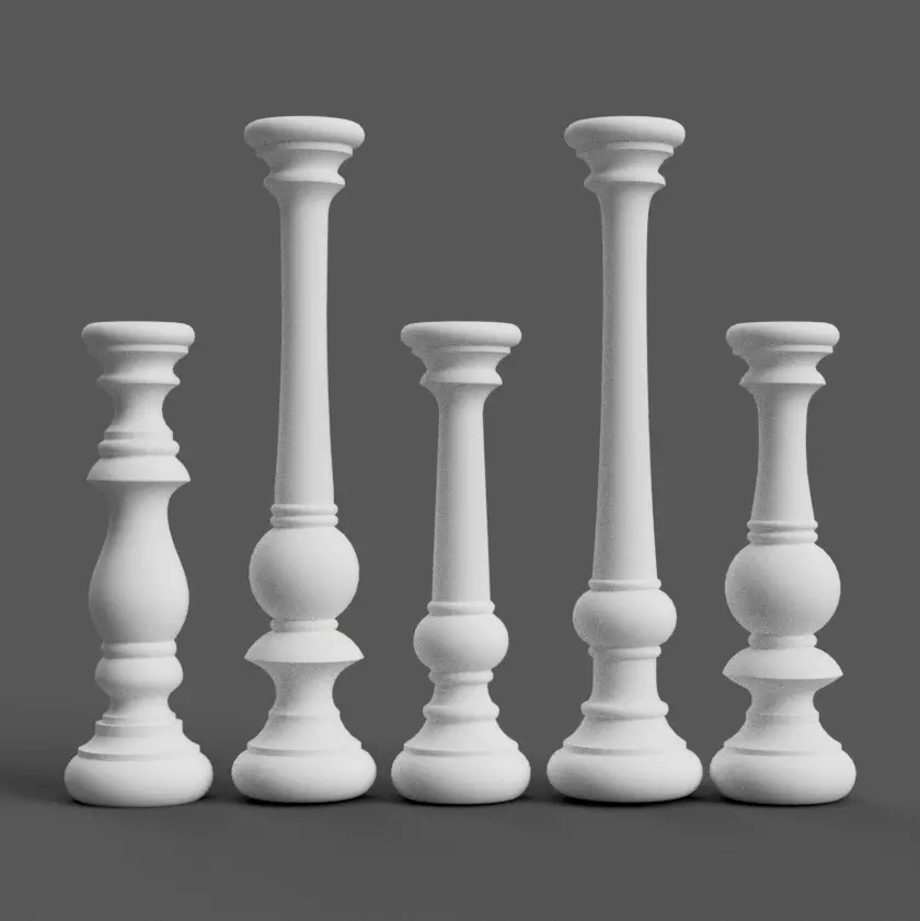 5 piece classic candle holder 16 3D print model_0