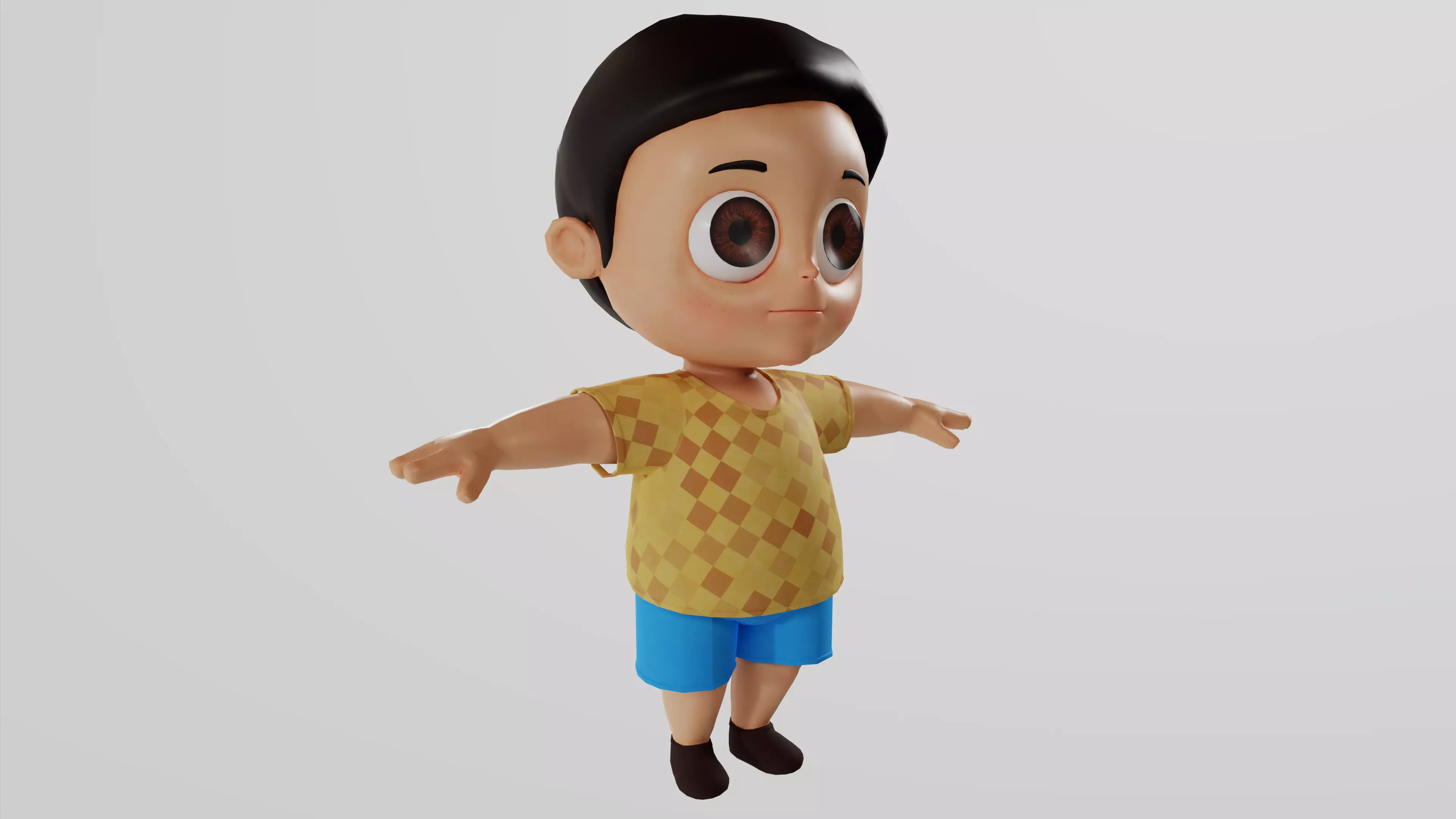 Playful Kid Realistic Child Boy 3D model Low-poly 3D model_0