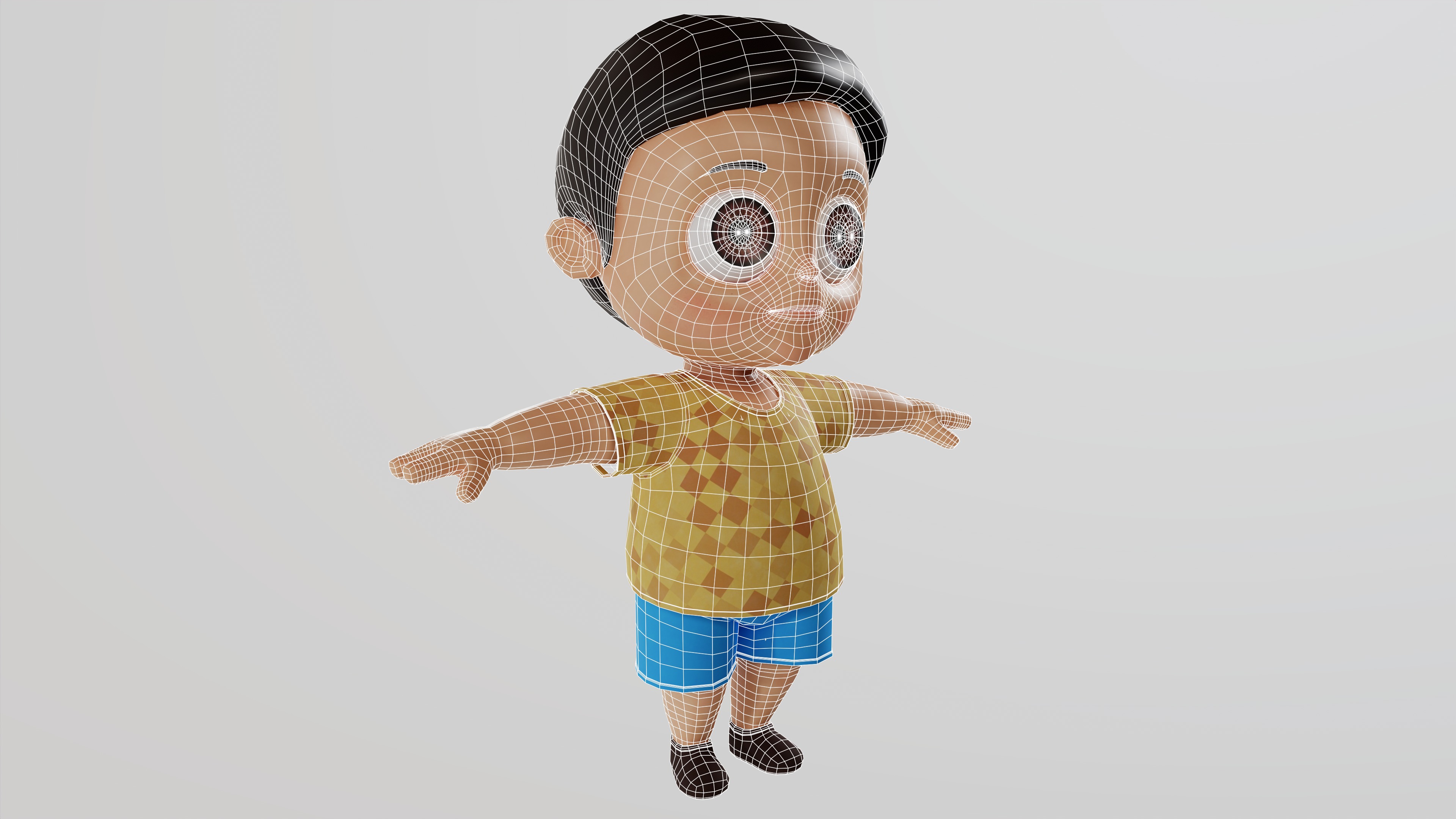 Playful Kid Realistic Child Boy 3D model Low-poly 3D model_2