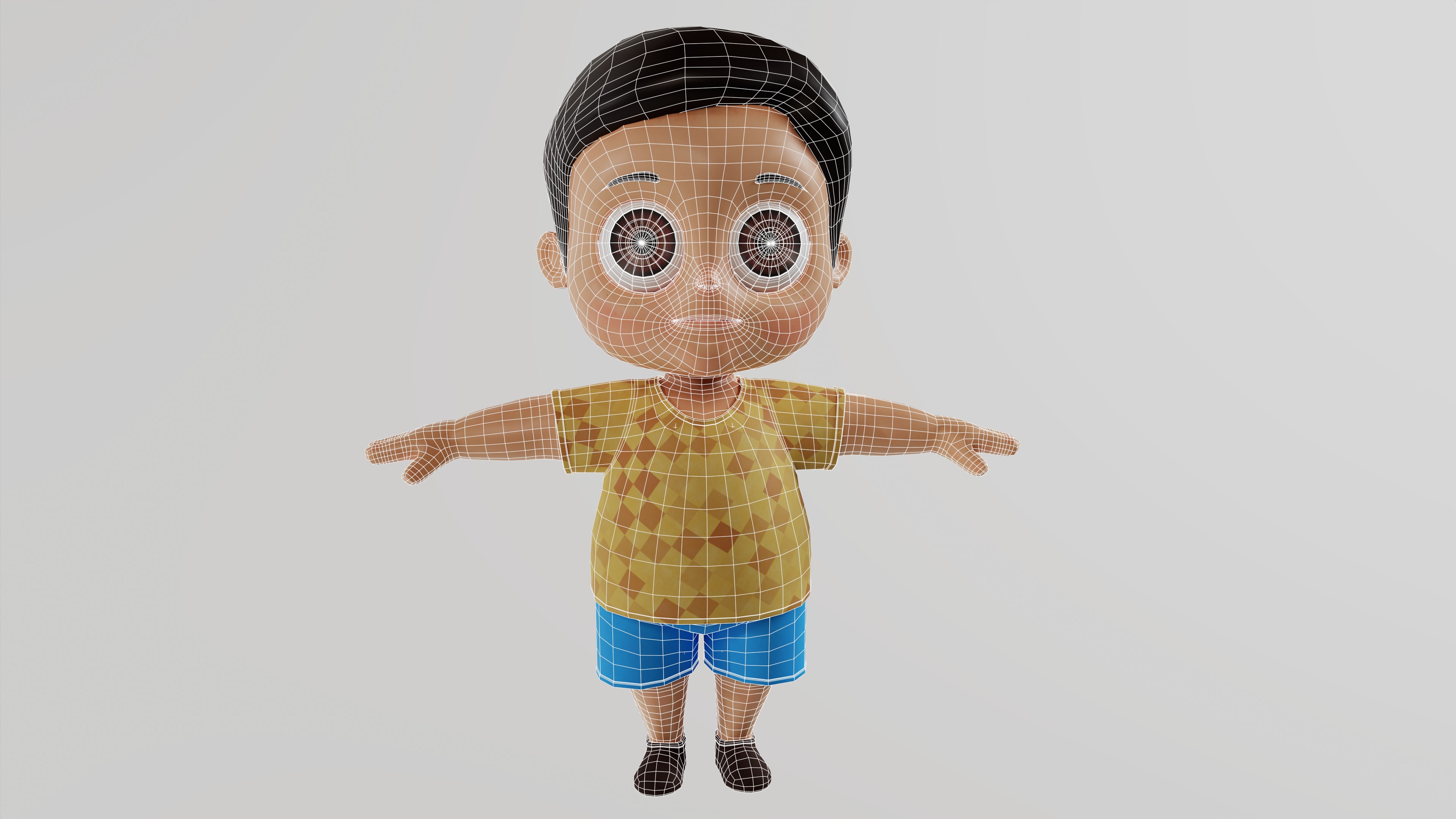 Playful Kid Realistic Child Boy 3D model Low-poly 3D model_6