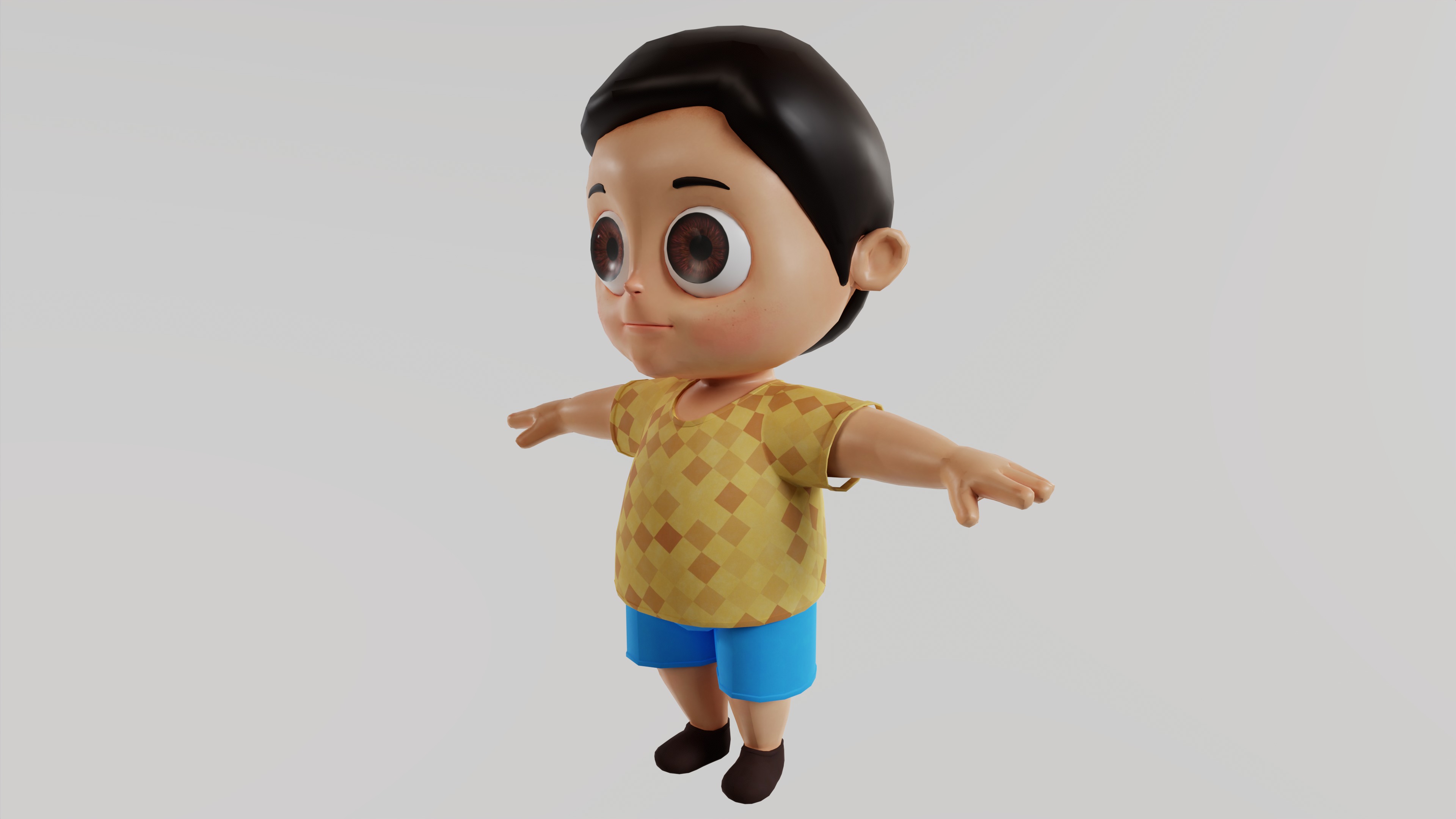 Playful Kid Realistic Child Boy 3D model Low-poly 3D model_3