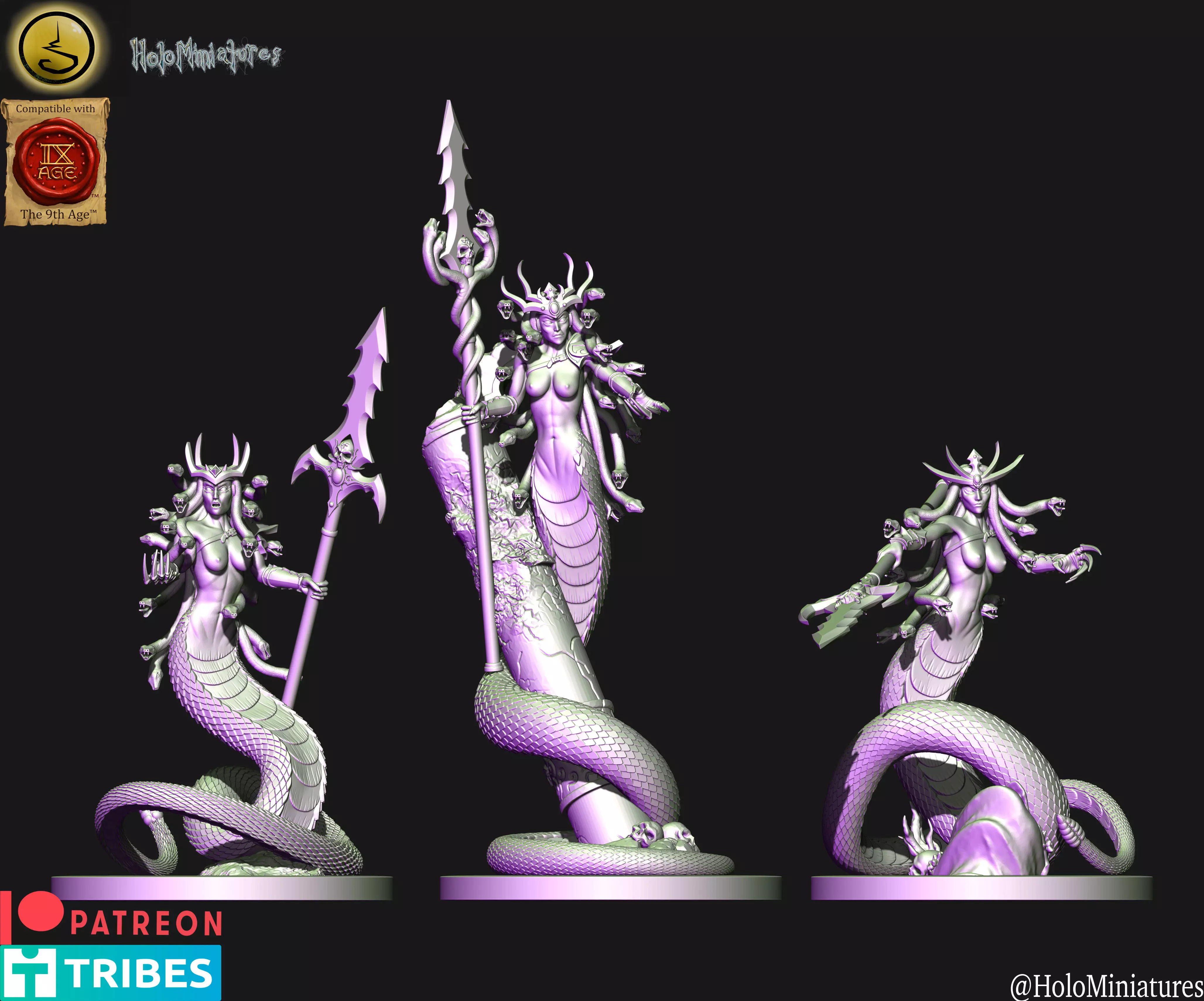 Dark elves Medusa unit 3D print model