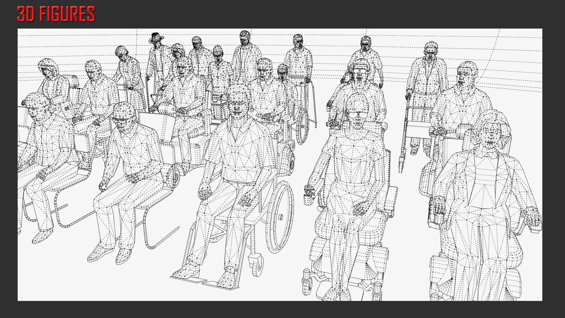 Low Poly Elderly and Disabled People Low-poly 3D model_2