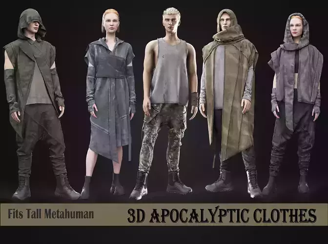 Post Apocalyptic 3D character clothing 3D model