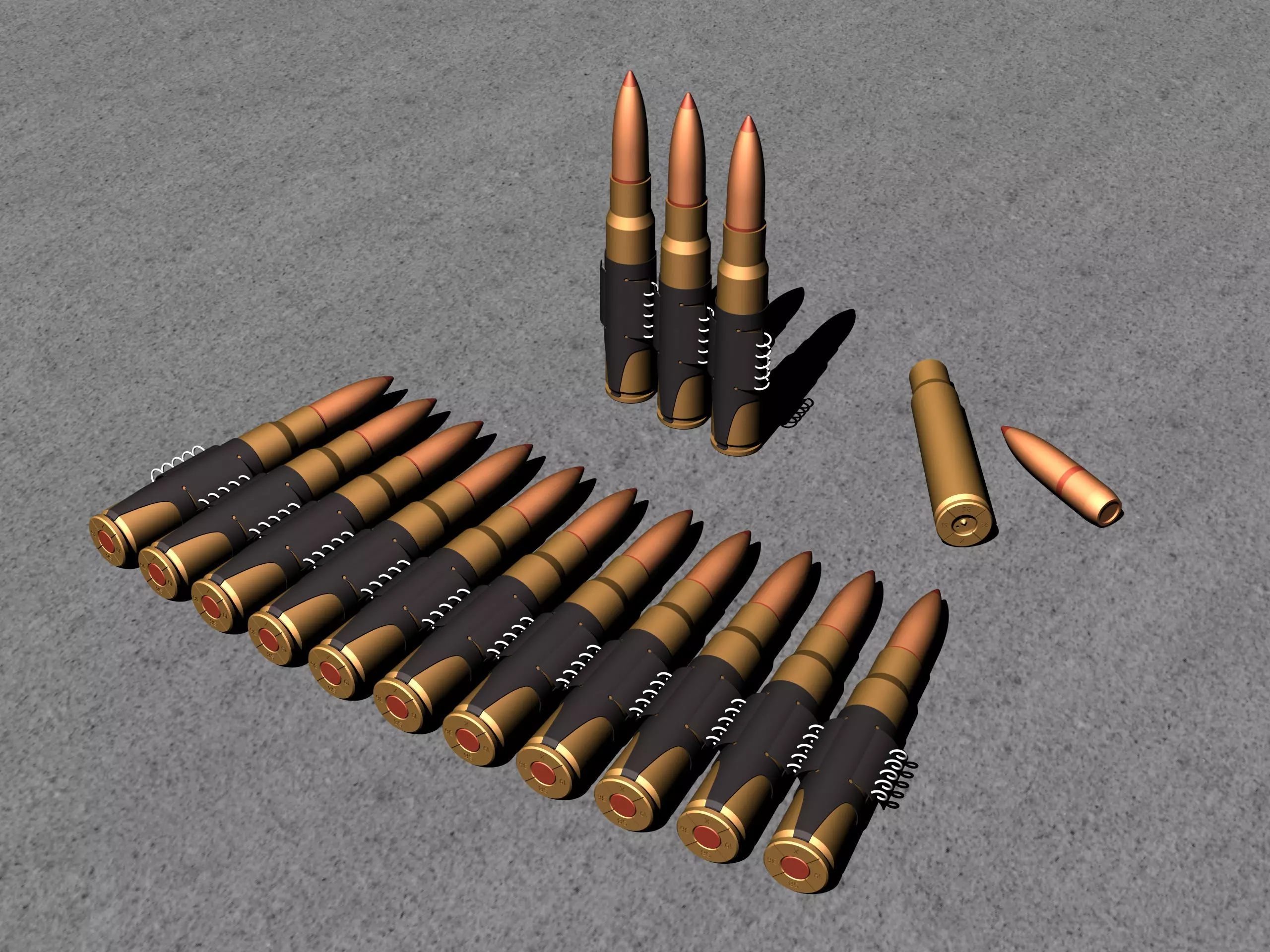 Mauser rifle cartridge for 98k MG 34 MG42 Germany Free 3D model_0