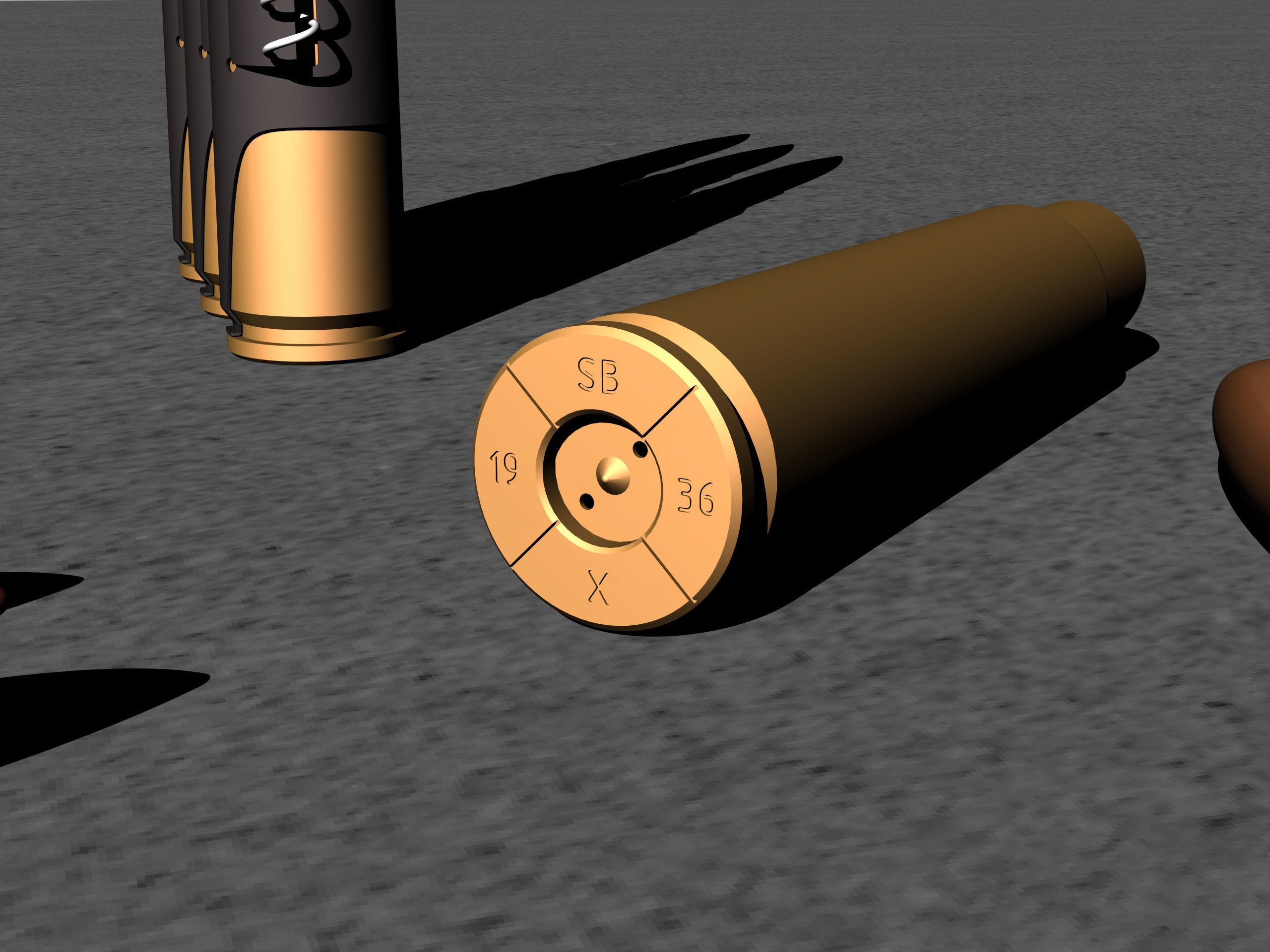 Mauser rifle cartridge for 98k MG 34 MG42 Germany Free 3D model_4