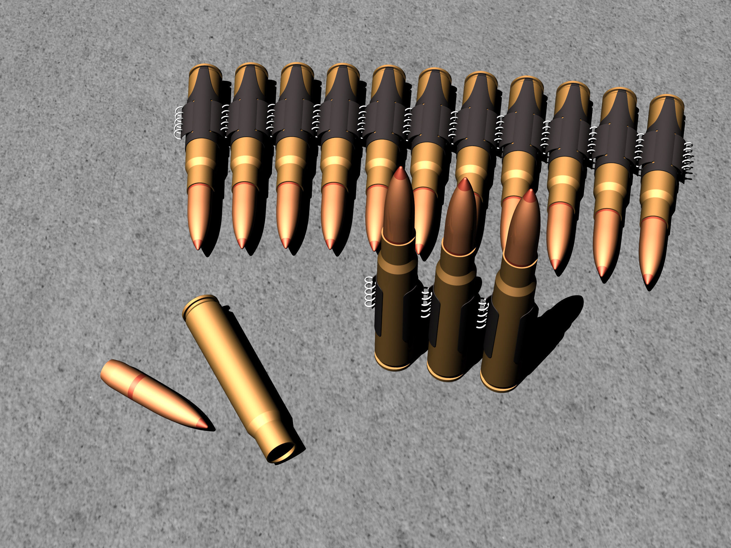 Mauser rifle cartridge for 98k MG 34 MG42 Germany Free 3D model_1