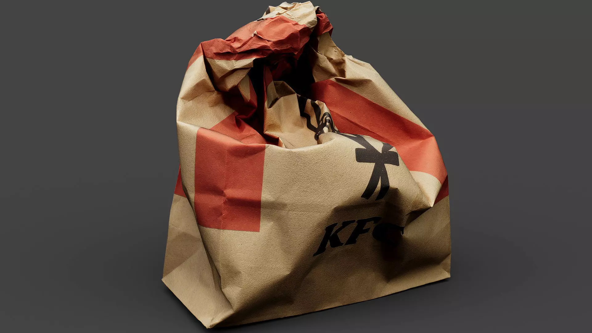 crumpled paperbag fastfood trash pt3 photogrammetry Low-poly 3D model_0
