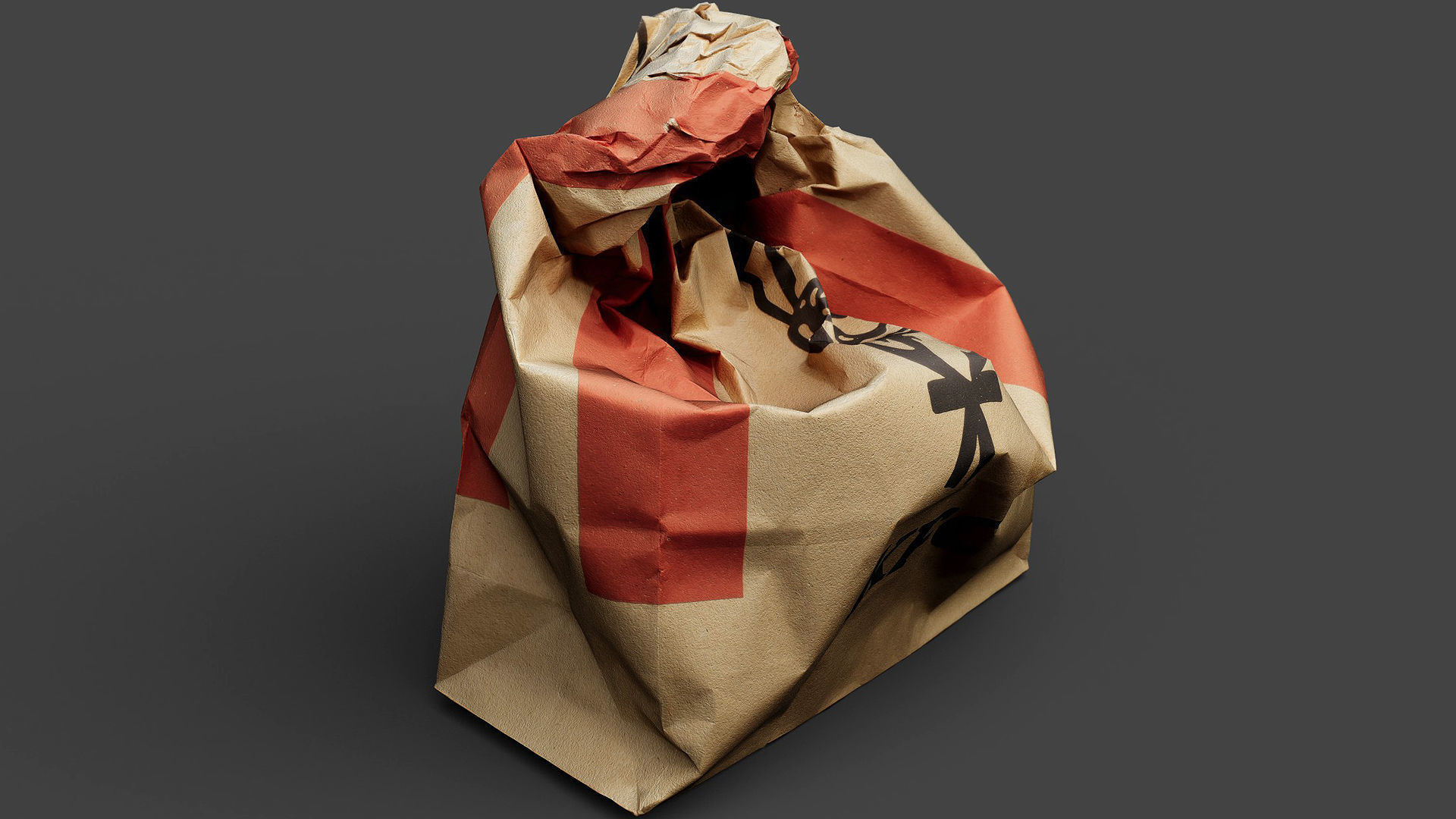 crumpled paperbag fastfood trash pt3 photogrammetry Low-poly 3D model_4